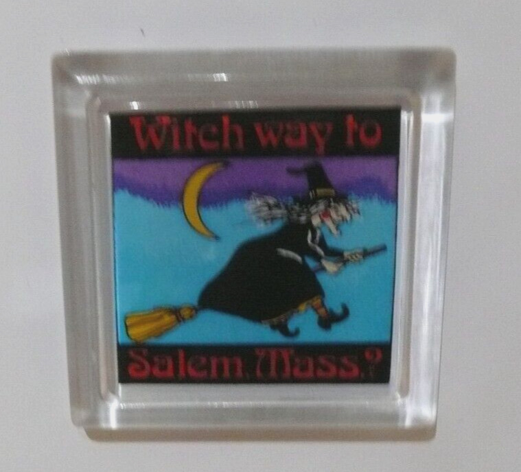 Salem MA Souvenir  Acrylic MAGNET Witch way to Salem Mass.? Brand NEW