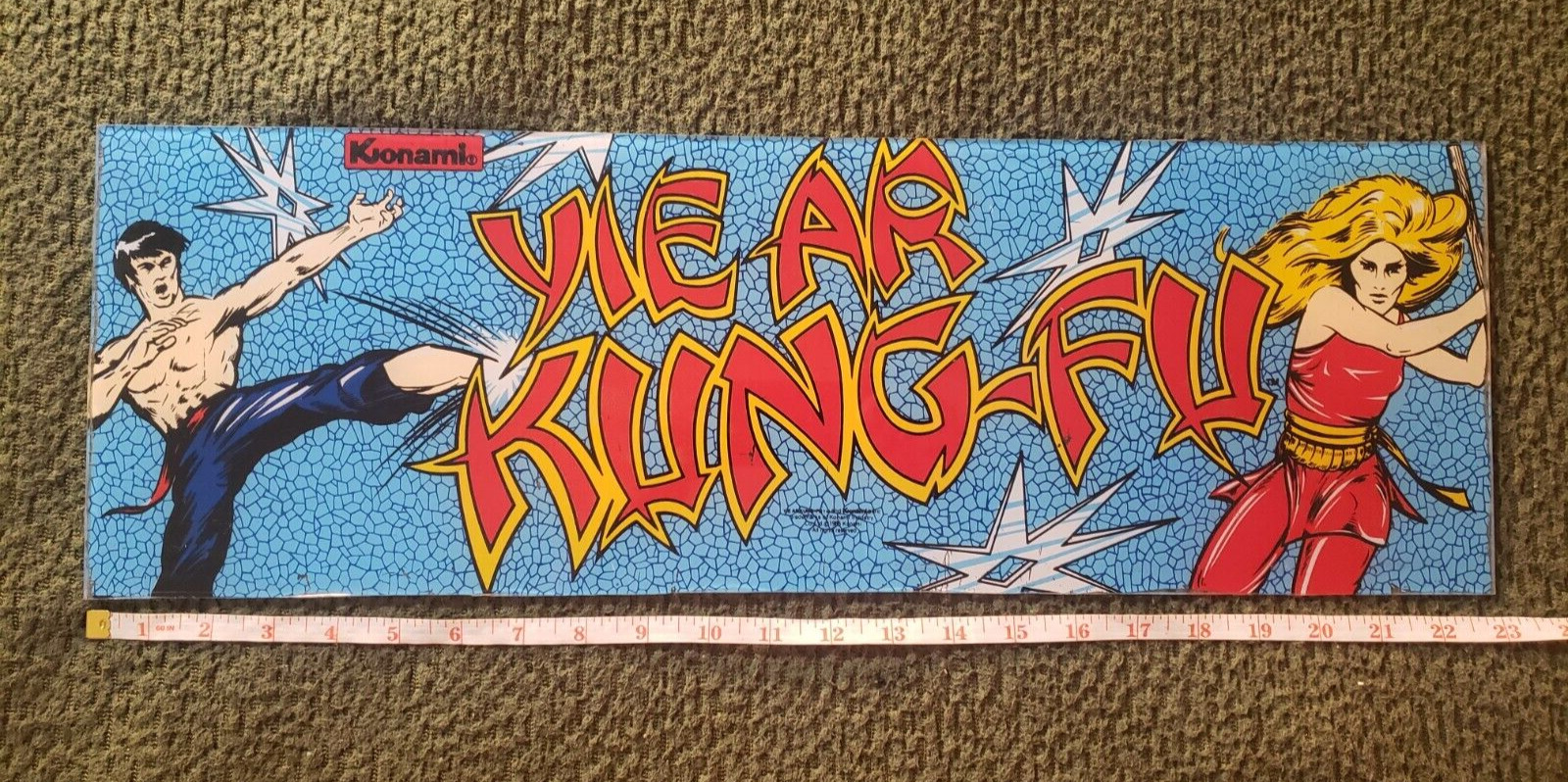 Vintage Retro Arcade Game Marquee Sign Panel - Yie Ar Kung-Fu (1985 Konami)