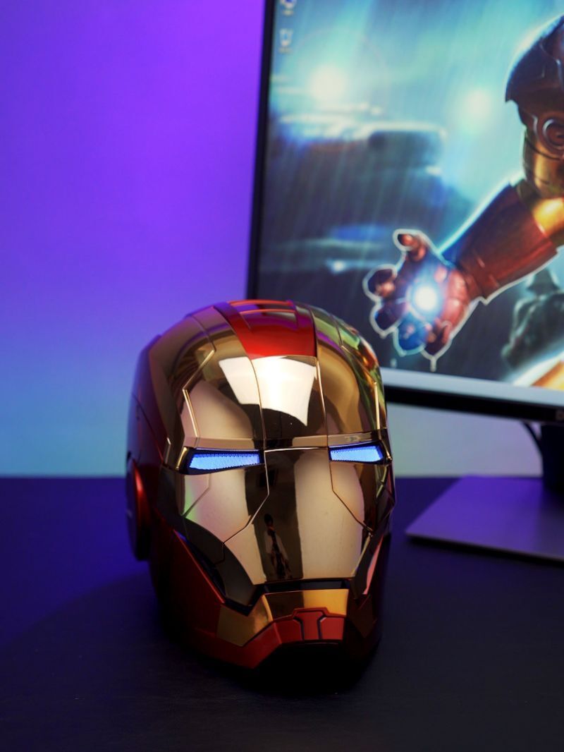 AUTOKING Iron Man MK5 Helmet 1:1 Voice-controlled Wearable Prop Gold Color NEW