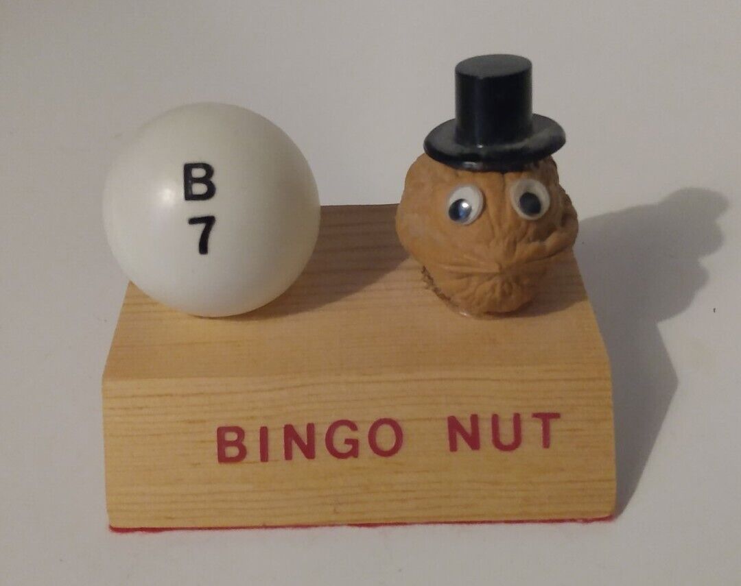 Vintage Handmade \'Bingo Nut\' Folk Art, Used.