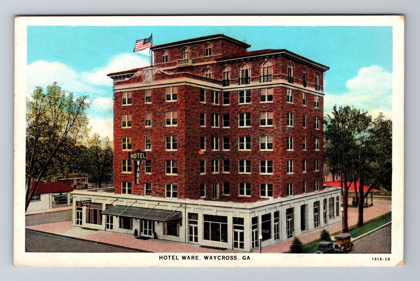 Waycross GA-Georgia, Hotel Ware, Period Cars, Antique Vintage Souvenir Postcard
