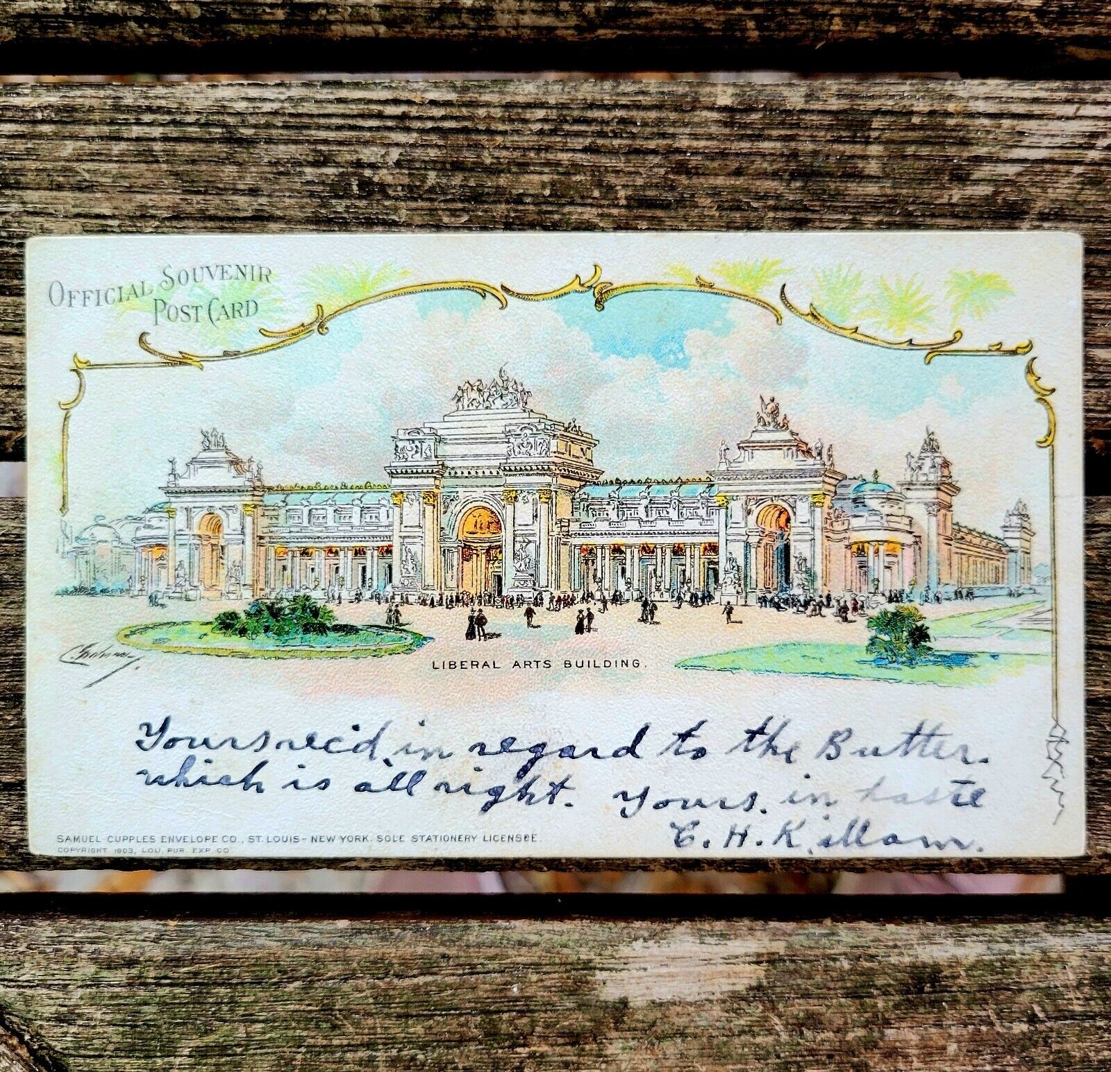 1904 St. Louis World's Fair Liberal Arts Building Postcard 2 Postmarks CT & MA