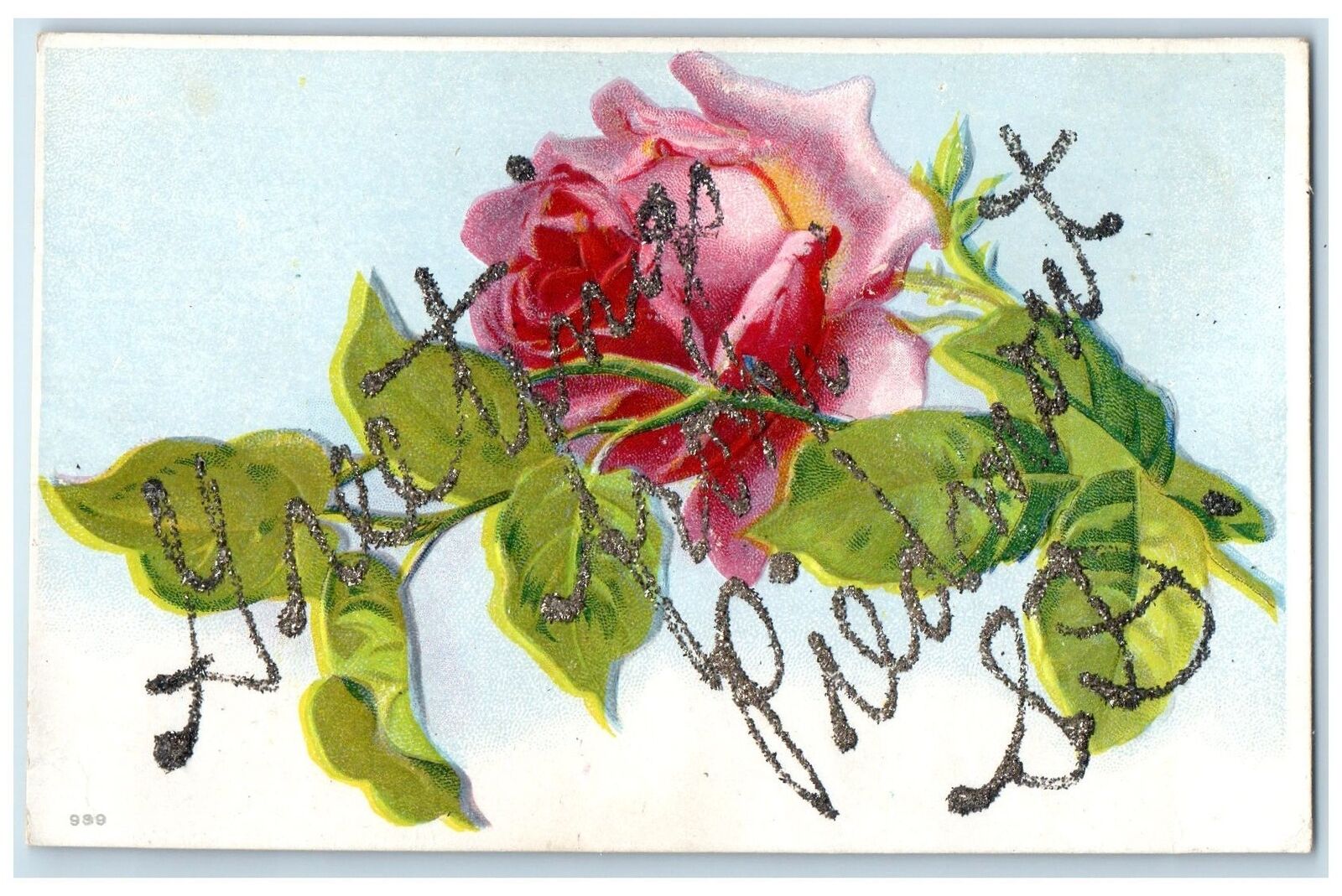 c1910's Greetings From Piedmont South Dakota Embossed Flowers & Leaves Postcard