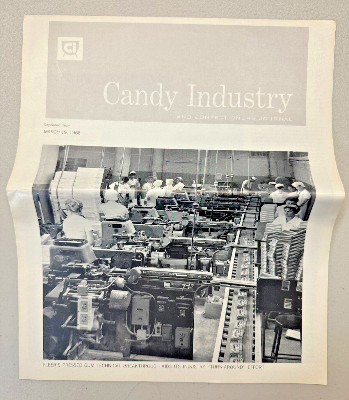 Vintage 1968 Fleer Gum Factory Article Card Making Wrapping Candy Industry Topps