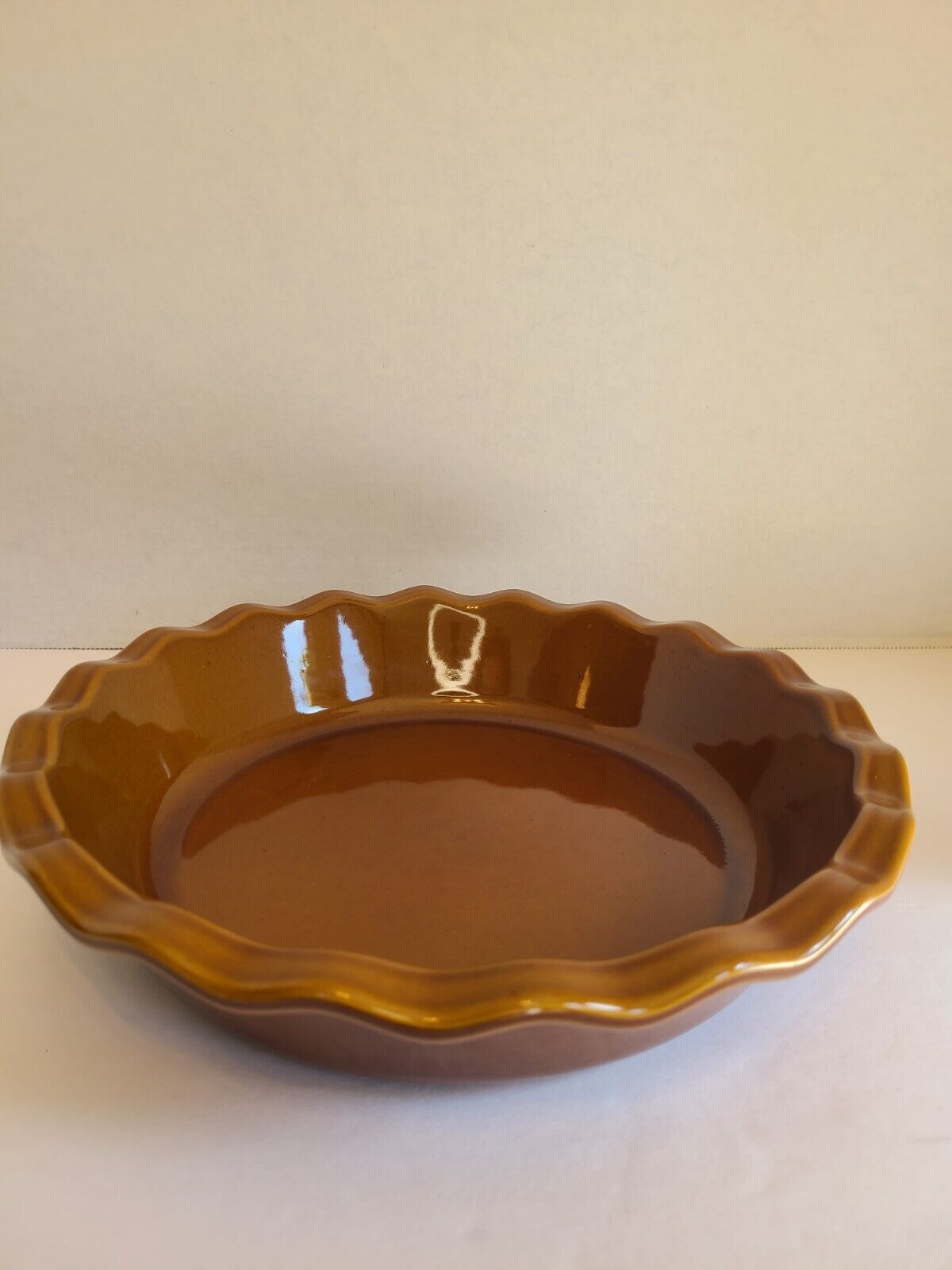 Emile Henry French Pie Dish 9 Inch Brown Vintage 