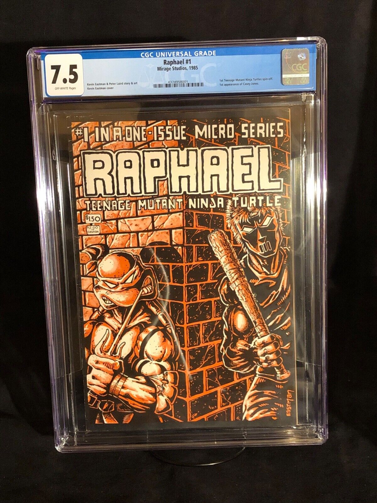 RAPHAEL #1 (1985) CGC 7.5 TEENAGE MUTANT NINJA TURTLES - 1st Casey Jones RARE