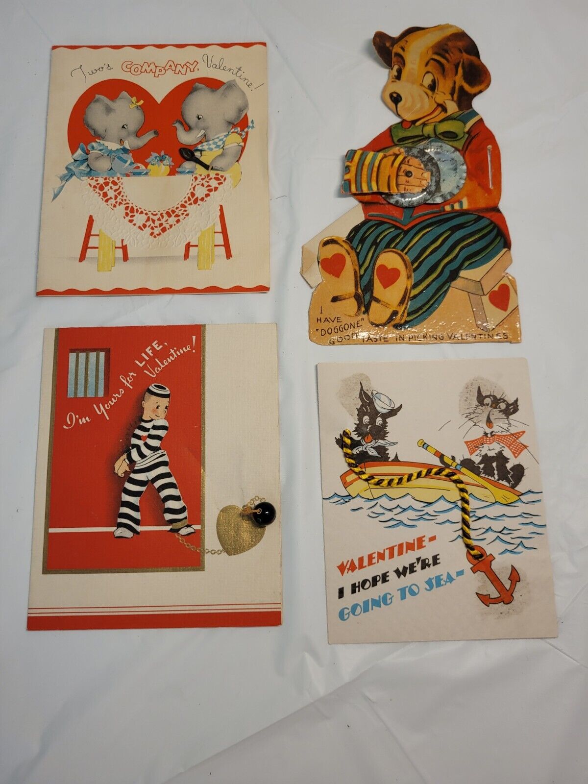 Vintage Valentine Cards with Embellishments 4 Cards