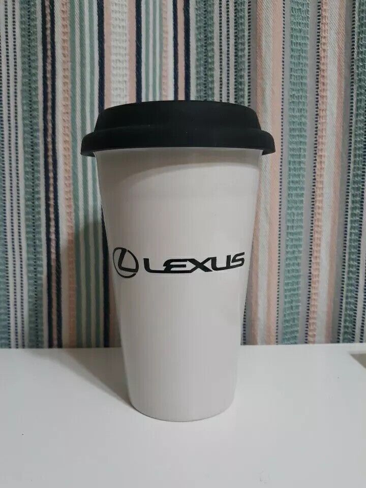 💥NEW💥LEXUS🔥Porcelain Coffee Mug/Cup w/ Silicone Lid and Drainplug MWare Reusa