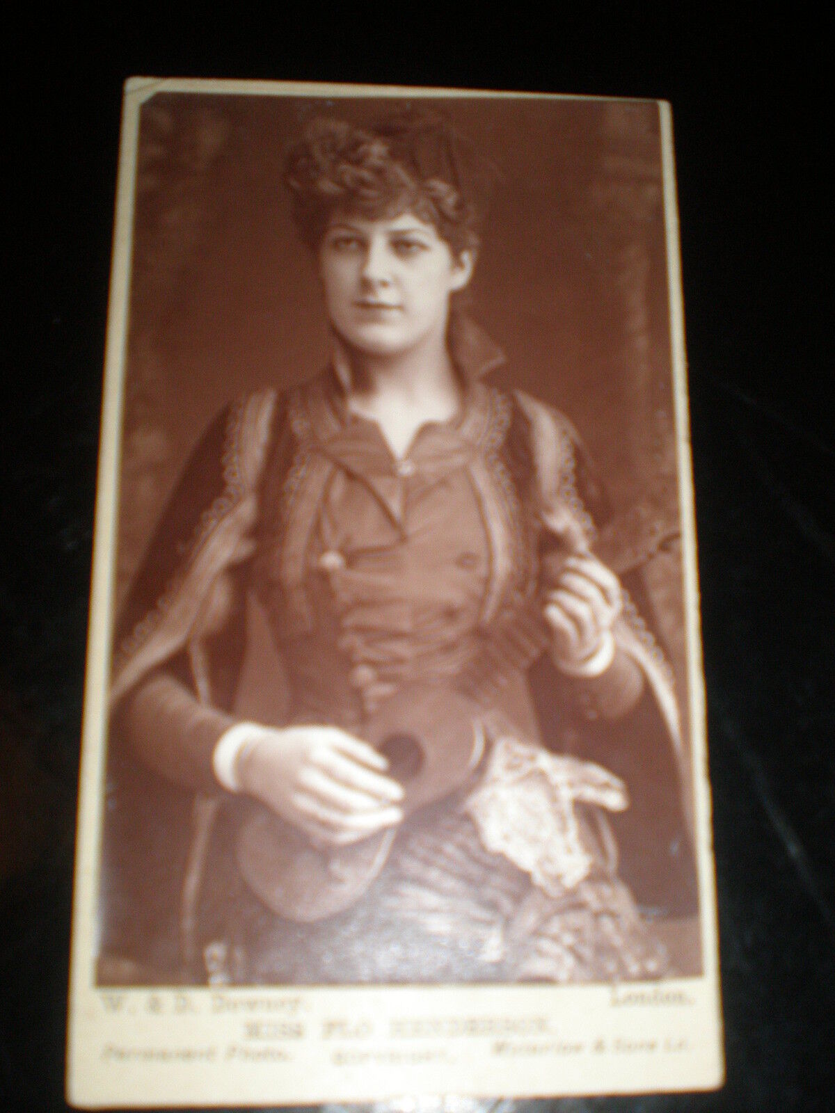 Cdv old photograph actress Miss Flo Henderson by Downey London c1890s