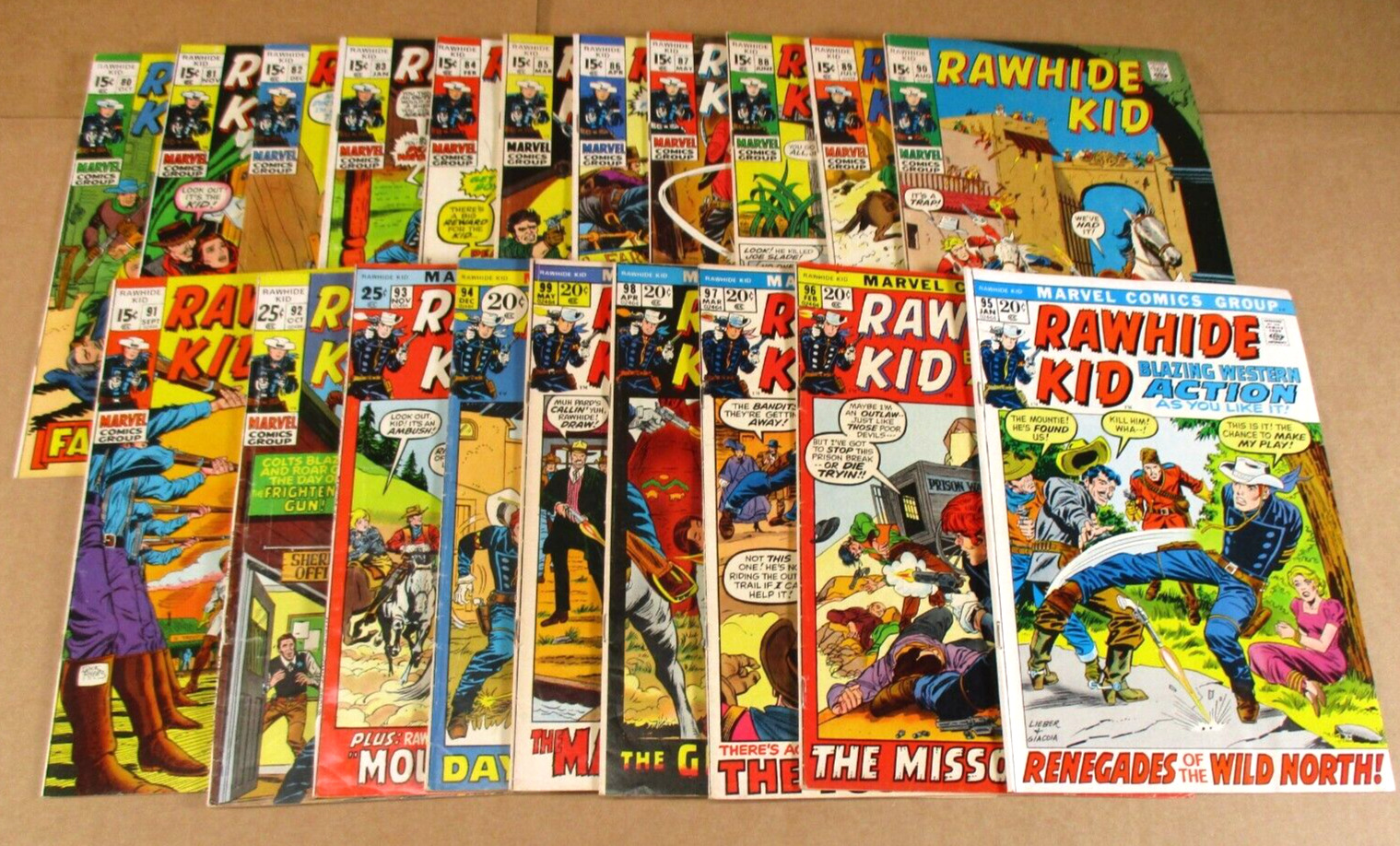 Rawhide Kid Marvel Comics # 80 to 99 Run Marvel Western Lot of 20 Good Condition