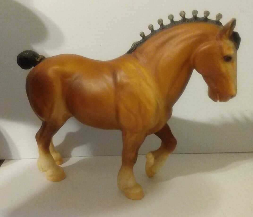 Beautiful Vintage Breyer  Matte Clydesdale Stallion/Gold Bobs and Ribbon 1969