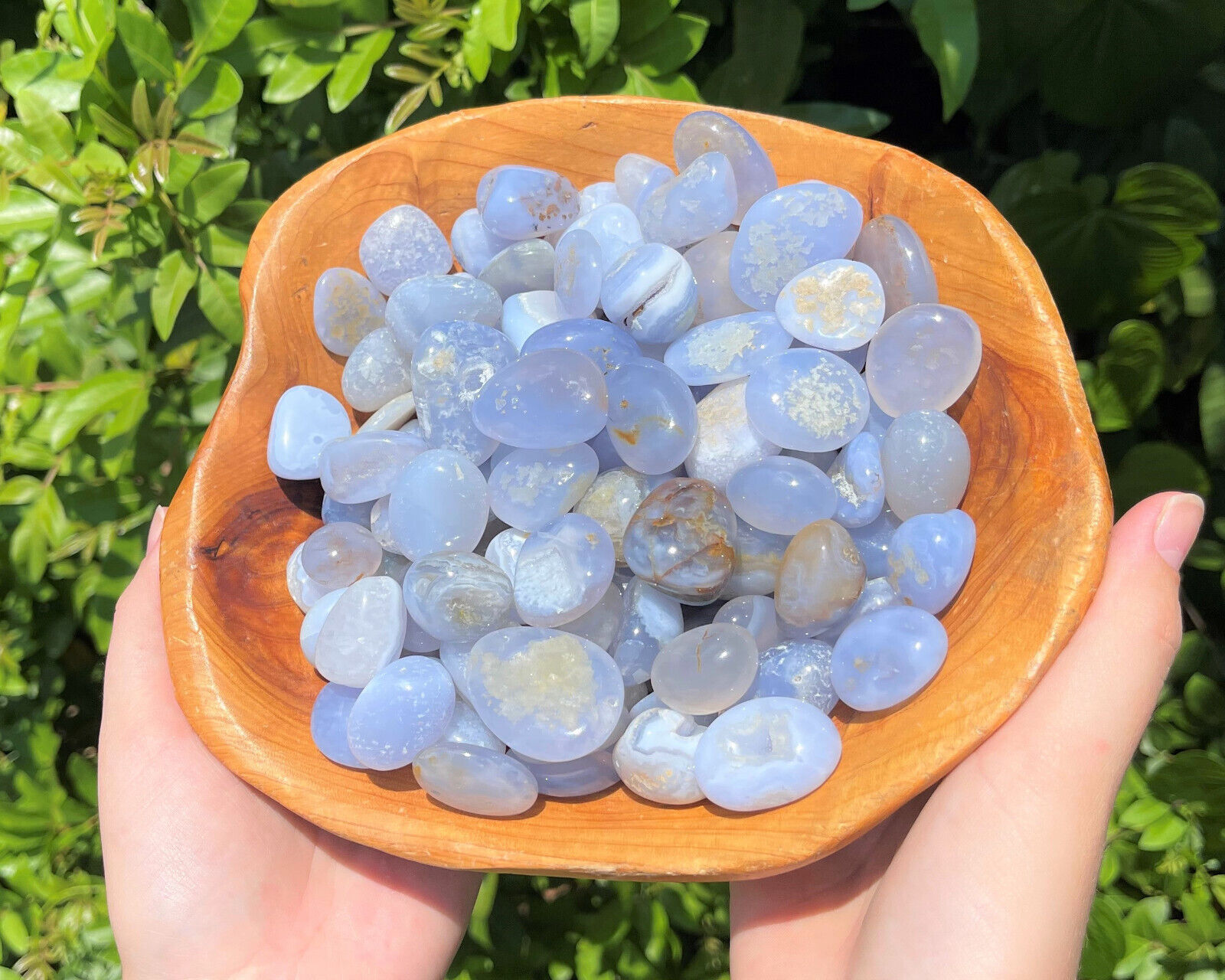 Blue Chalcedony Tumbled Stones: Natural Chalcedony Crystals Wholesale Bulk Lots
