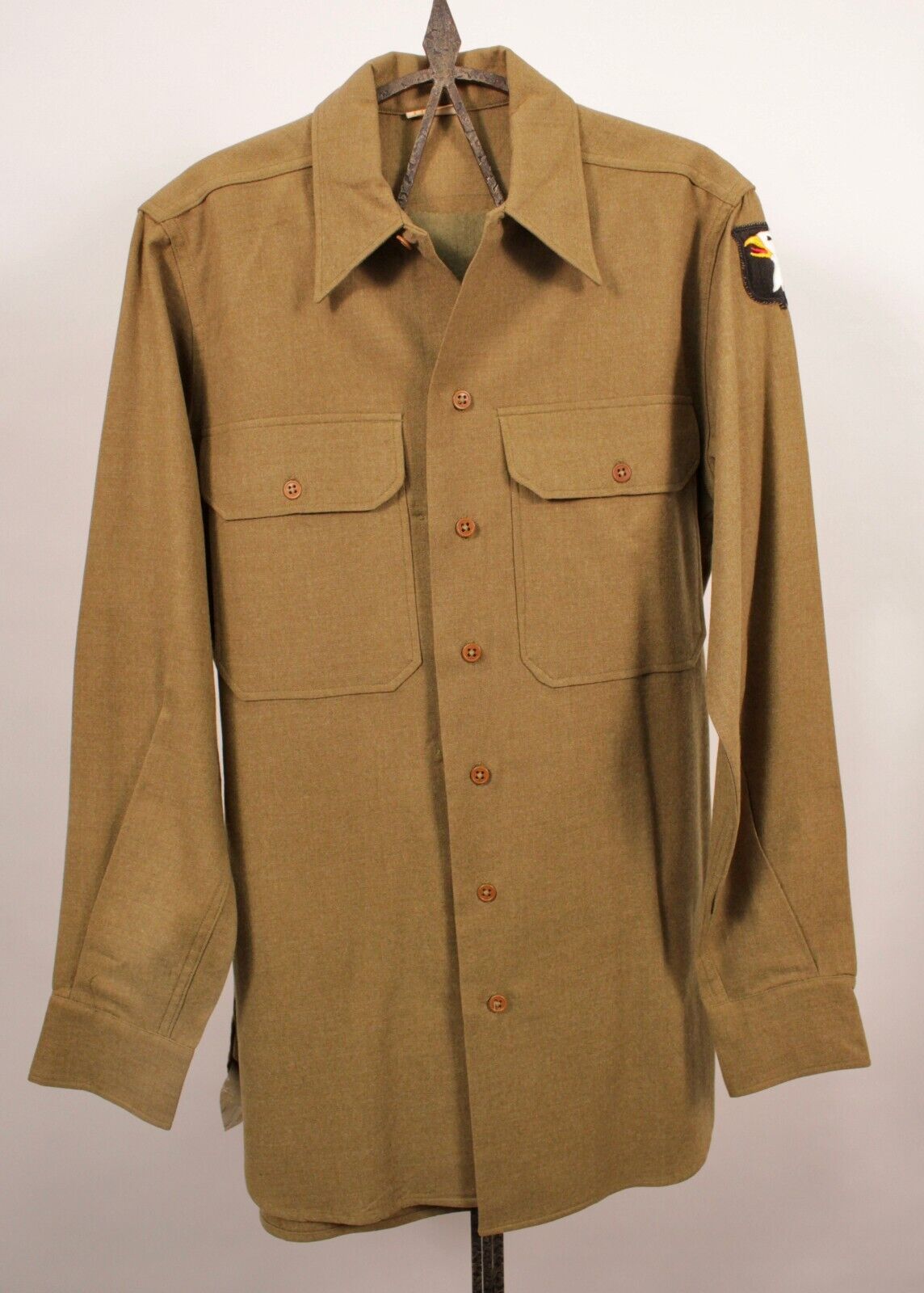 VTG 1940s WW2 US Army Airborne Paratrooper Wool Uniform Shirt w Patch S WWII 40s