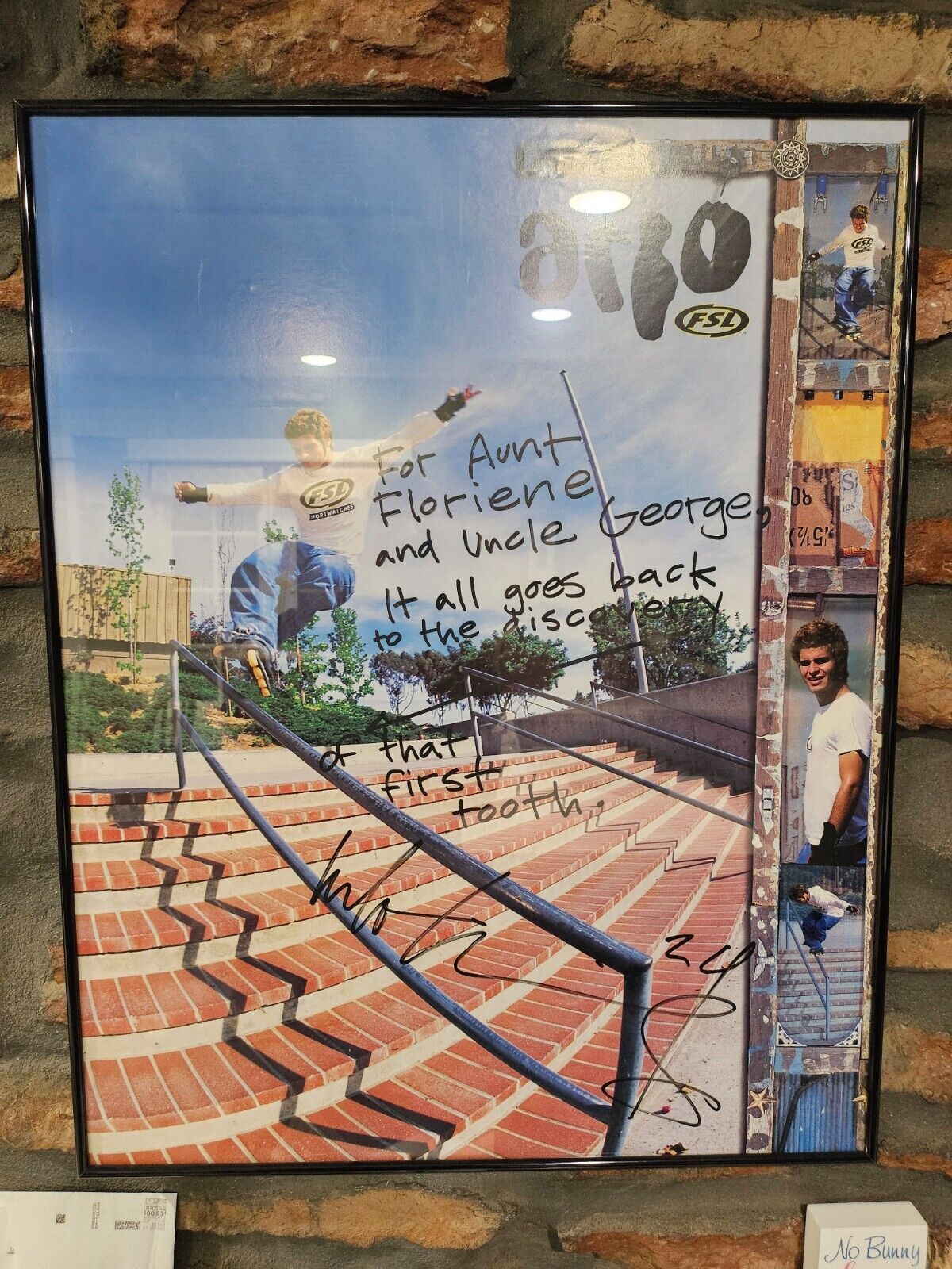 Rare family personalized Arlo Eisenberg autographed Fossil skating poster