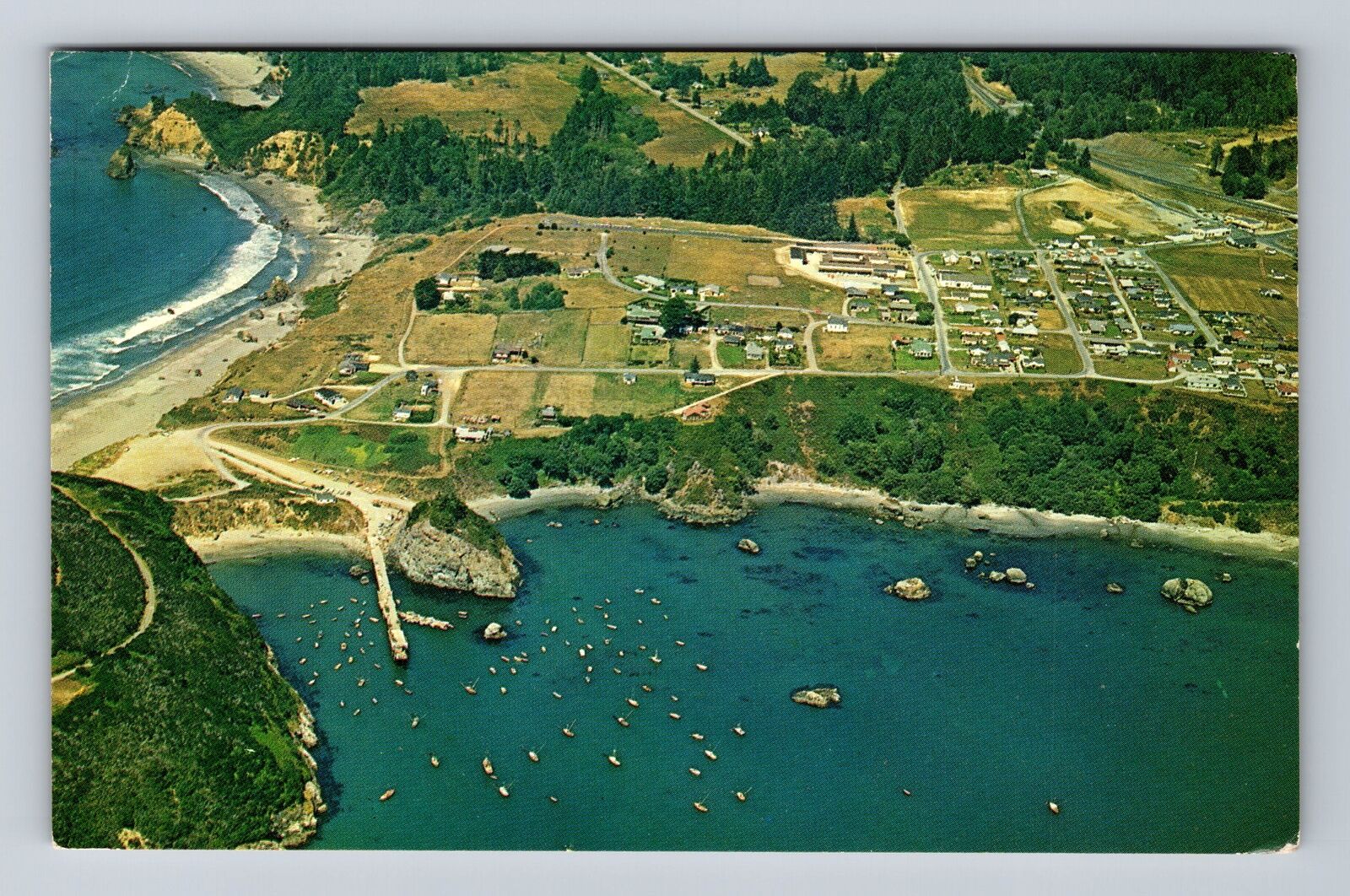 Trinidad CA-California, Aerial Scenic View Sport Fishing Center Vintage Postcard