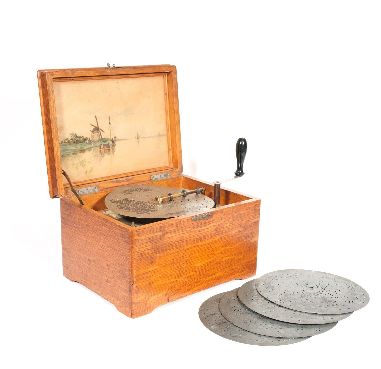 Tiny, Beautiful C. 1903 Regina Top-Wind Disc Music Box With 5 Discs * Video