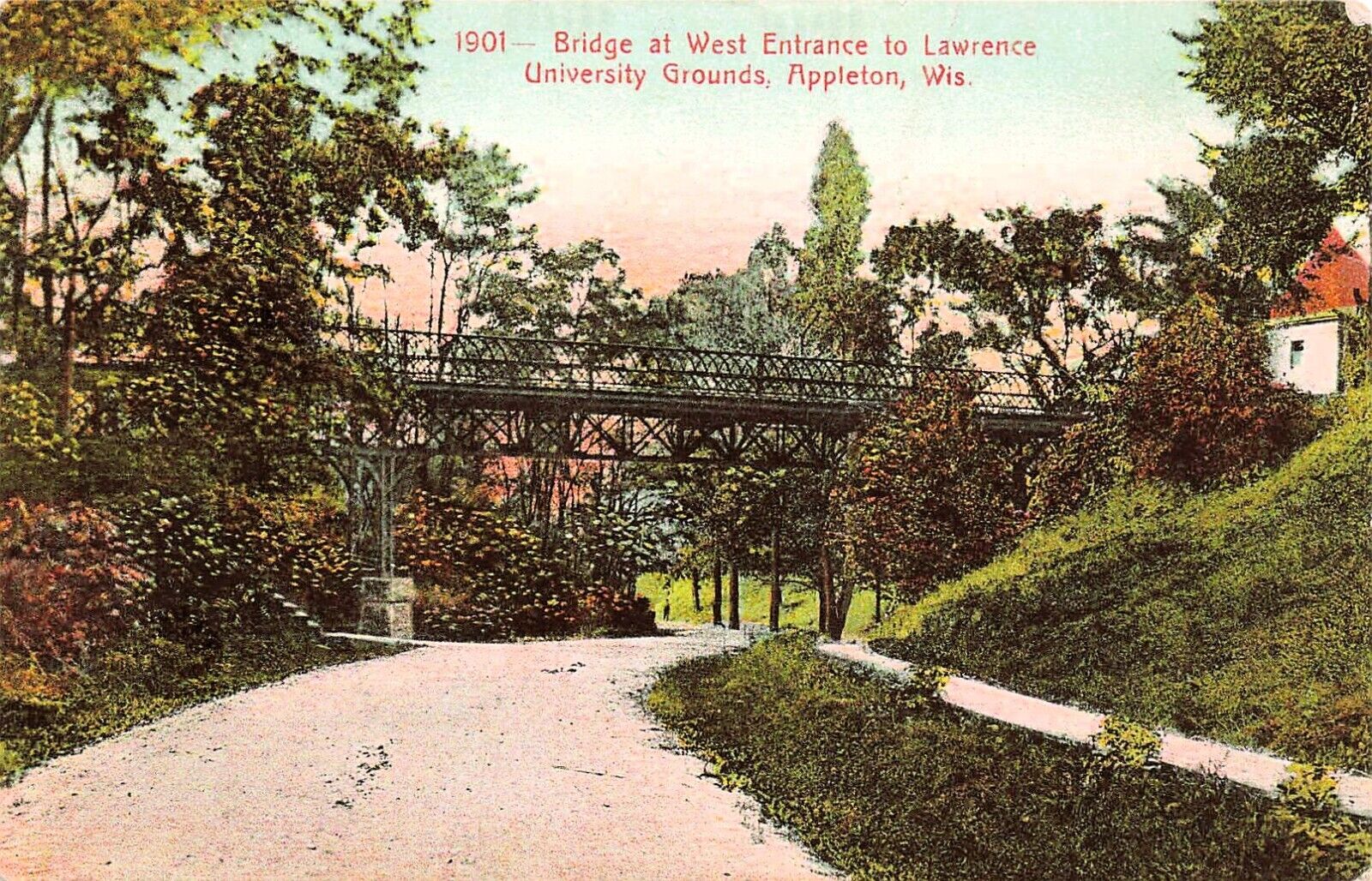 Lawrence University Appleton WI Wisconsin Campus Bridge Vtg Postcard E20