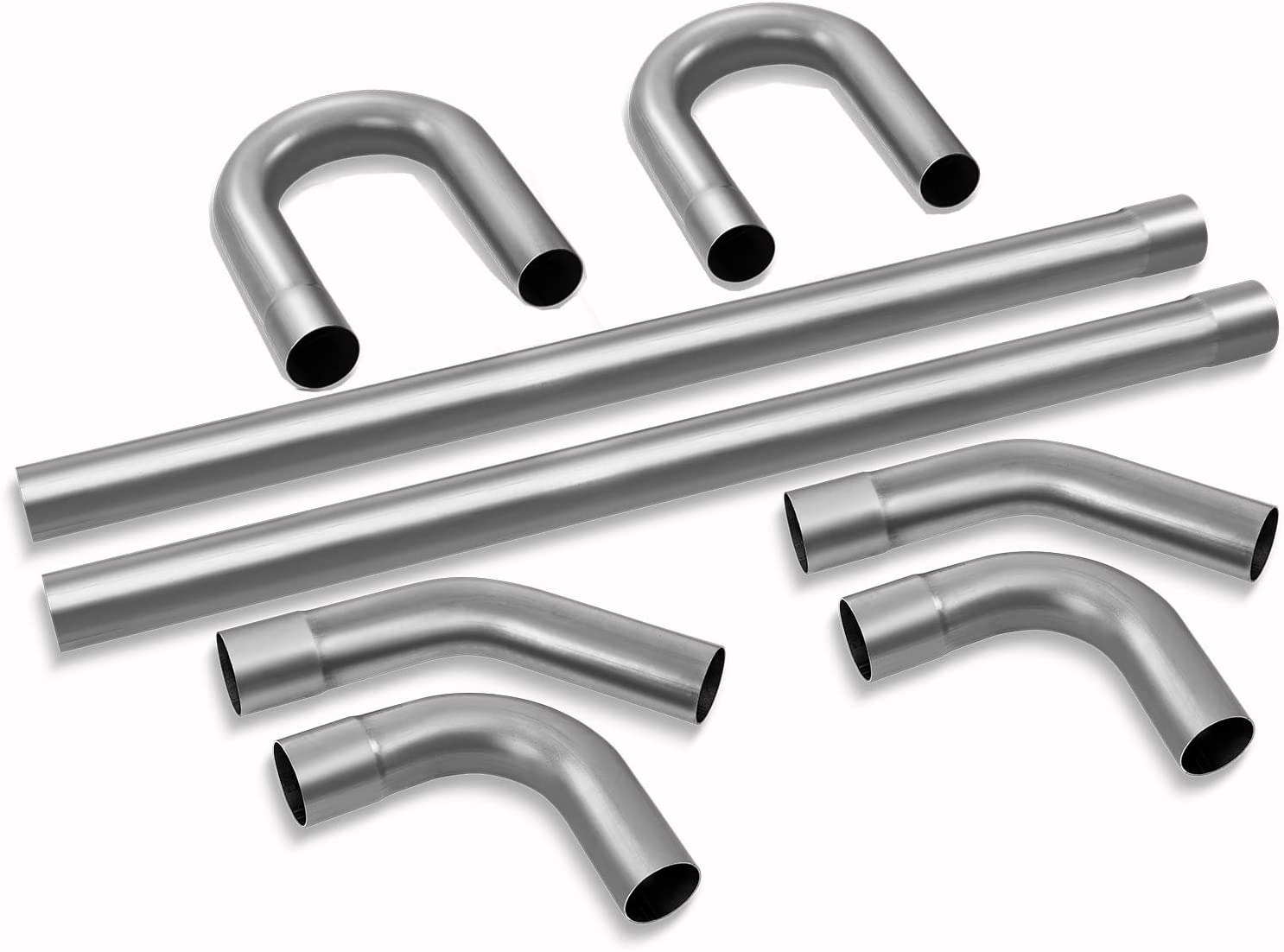 8Pcs DIY Stainless Steel 2.25 Exhaust Pipe Kit Including Mandrel Bend Universal 