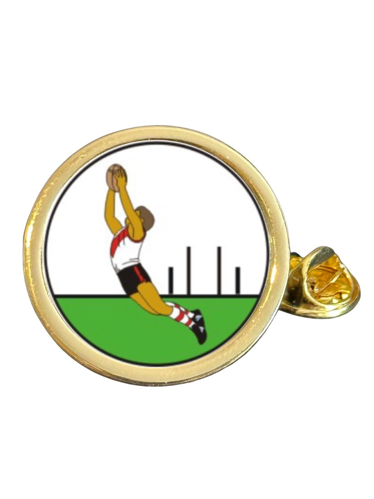 Australian Rules Football Gold Plated Domed Lapel Pin Badge in Bag