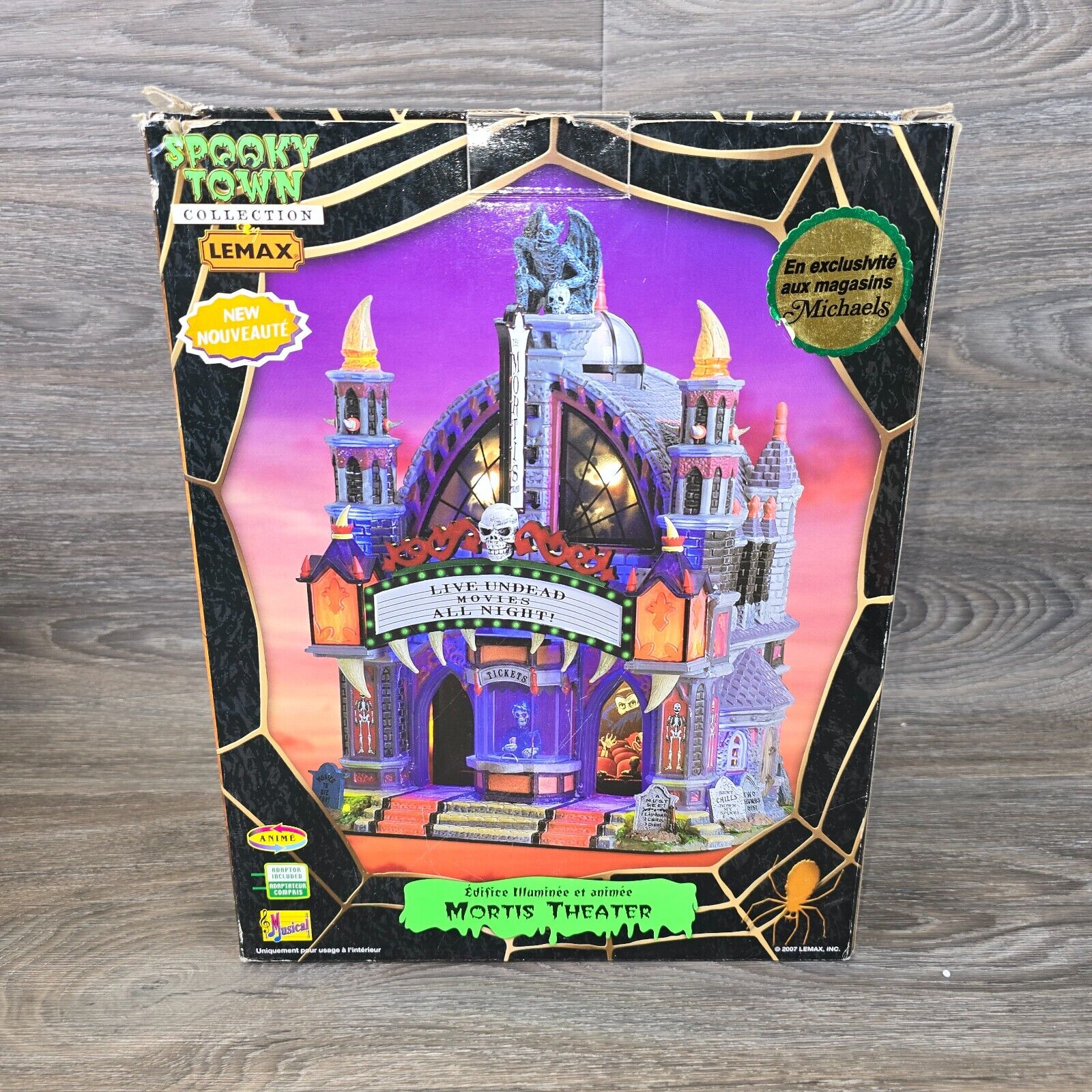 Lemax Spooky Town Mortis Theater, Movie Theater In Box Styrofoam WORKS GREAT