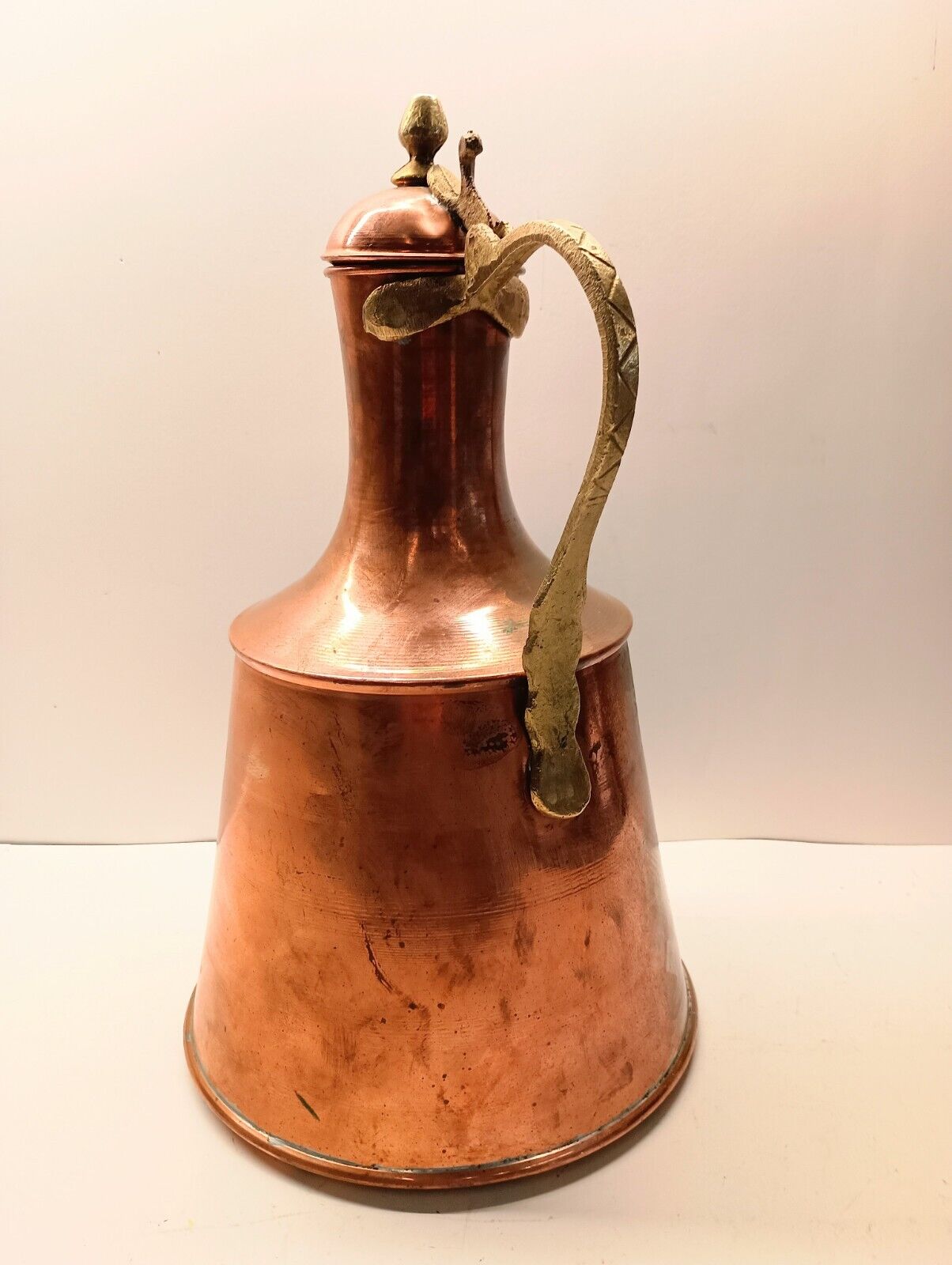 Vintage Copper~Brass Water Pitcher Primitive (LARGE) 14.5 Inches Tall