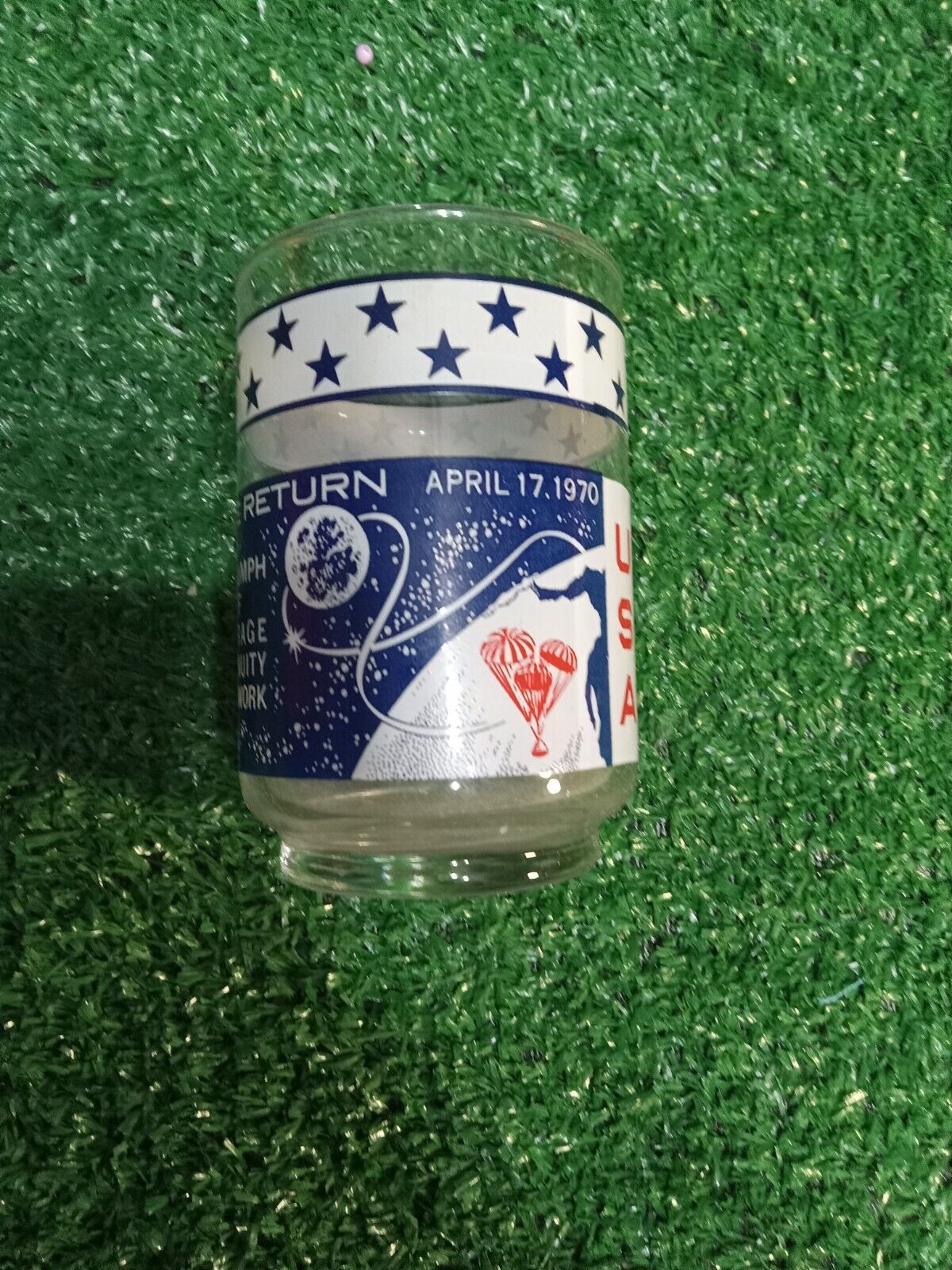 Apollo 13 Whisky Glass Nasa Safe Return USA Vintage 1970 Lovell, Haise & Swigert