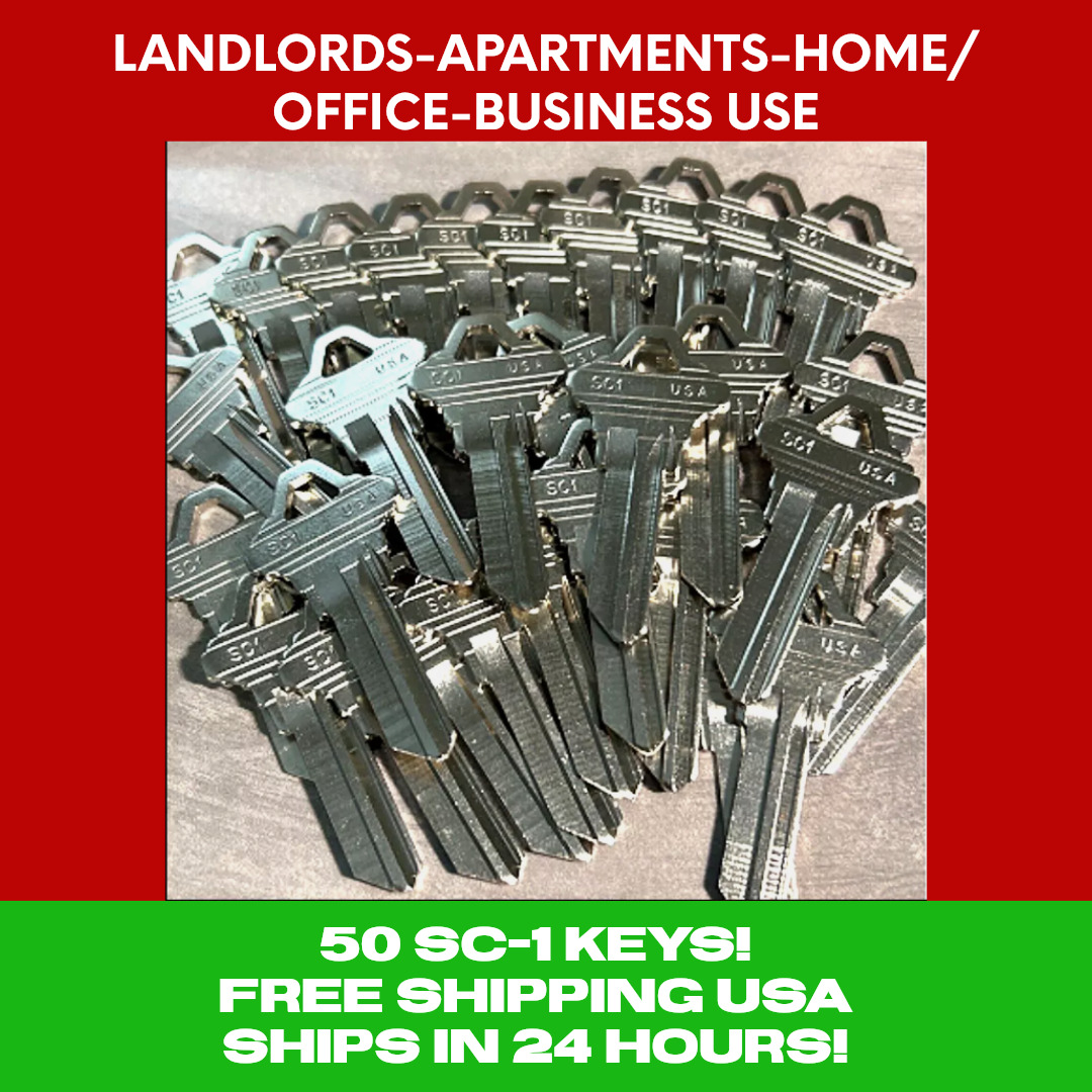 50 ILCO SCHLAGE SC-1 House Key Blanks NICKEL PL Maintenance RE Agency-Apartments