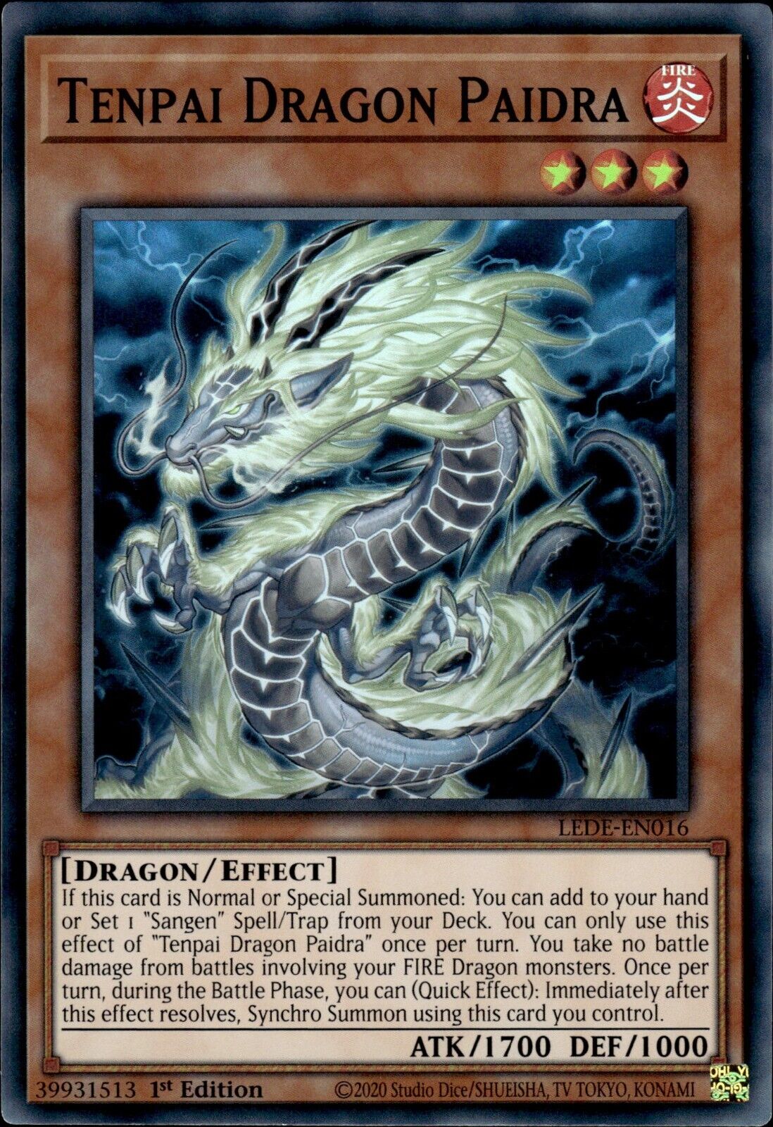 Tenpai Dragon Paidra - Super Rare 1st Edition LEDE-EN016 - NM - YuGiOh