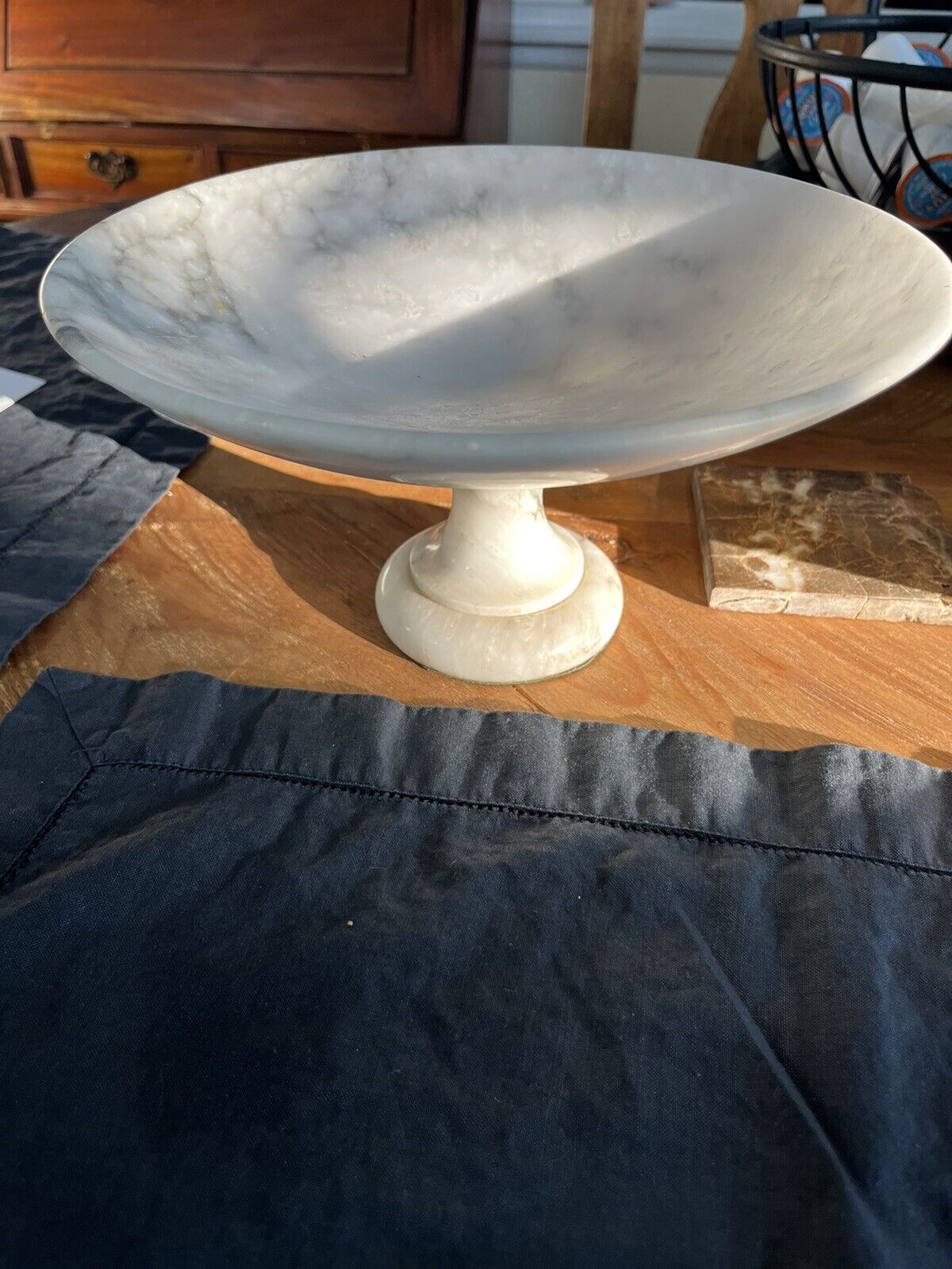 Vintage Pedestal Bowl Made Of Alabaster/Marble