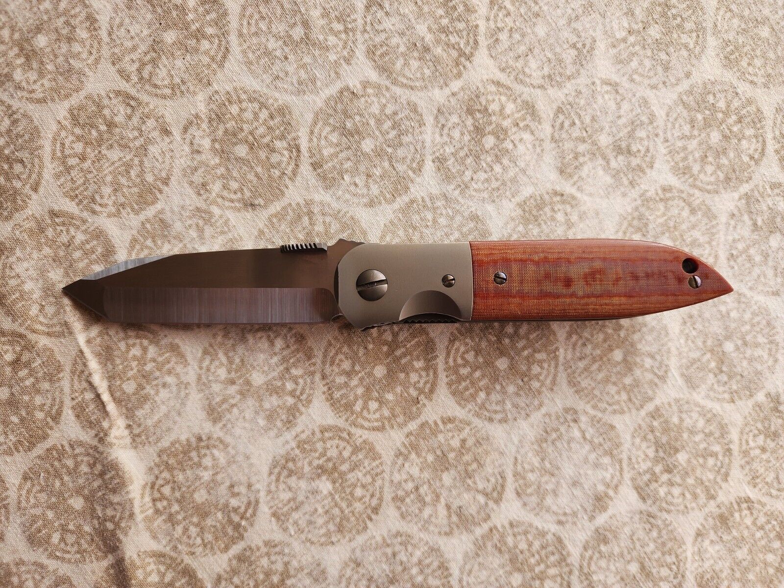 Nath Custom Ducktail Knife M390 Like Emerson CQC-6 Titanium & Micarta