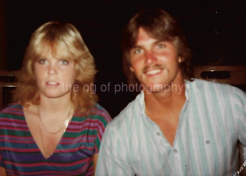1970's 80's COUPLE Young Woman Man FOUND PHOTO Color ORIGINAL Snapshot 312 56 B