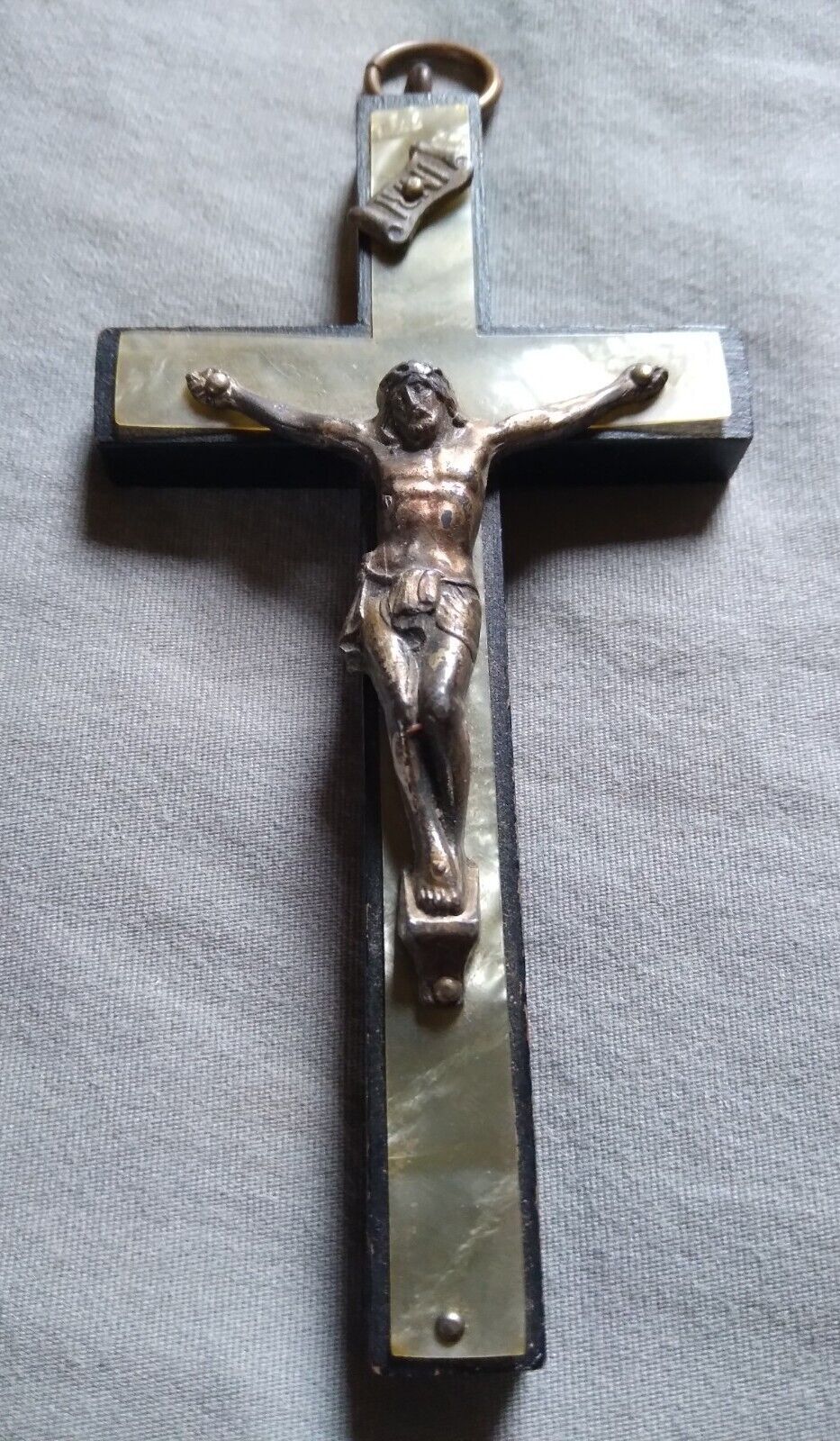 Antique Ebony Wood Cross Crucifix.