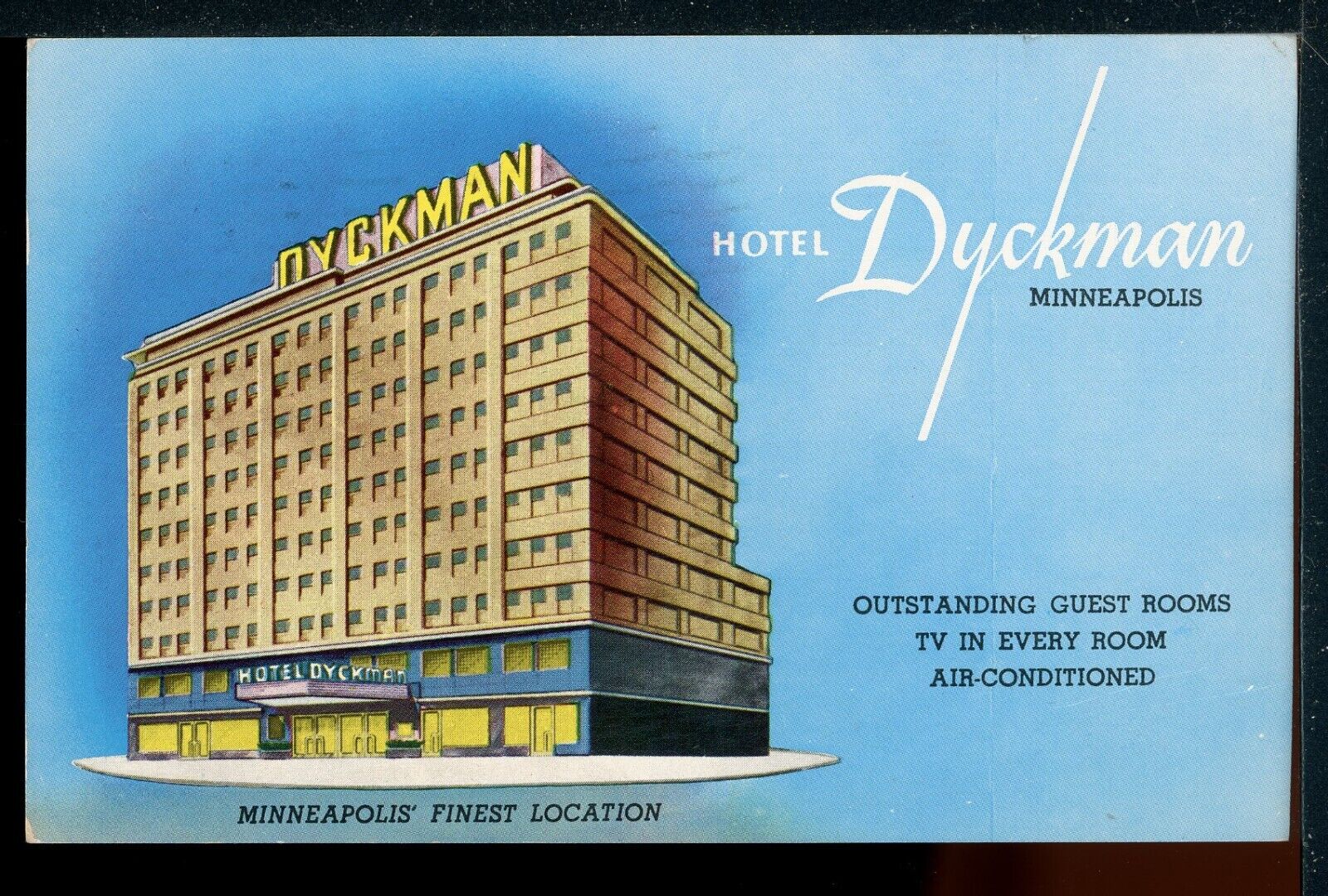 1956 Hotel Dyckman (demolished) Minneapolis Minnesota Vintage Postcard M1207