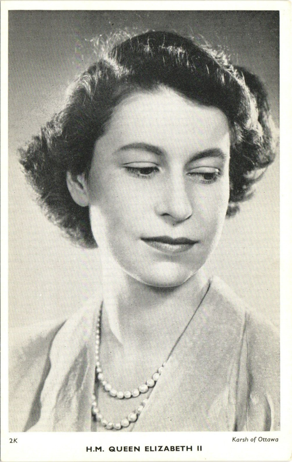 HH QUEEN ELIZABETH II c1950 original antique postcard british royalty karsh