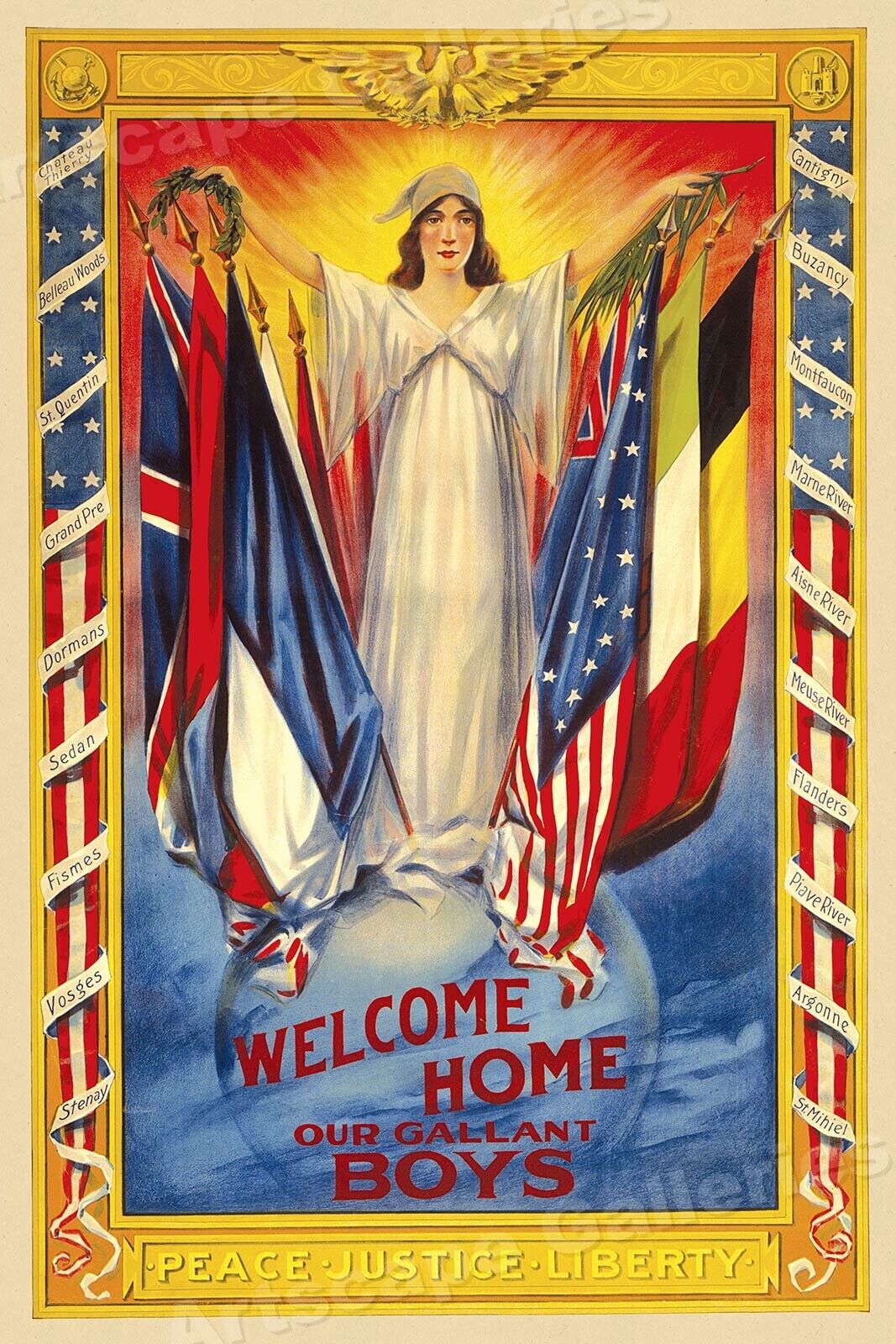 Welcome Home 1918 World War I Armistice Poster - 24x36