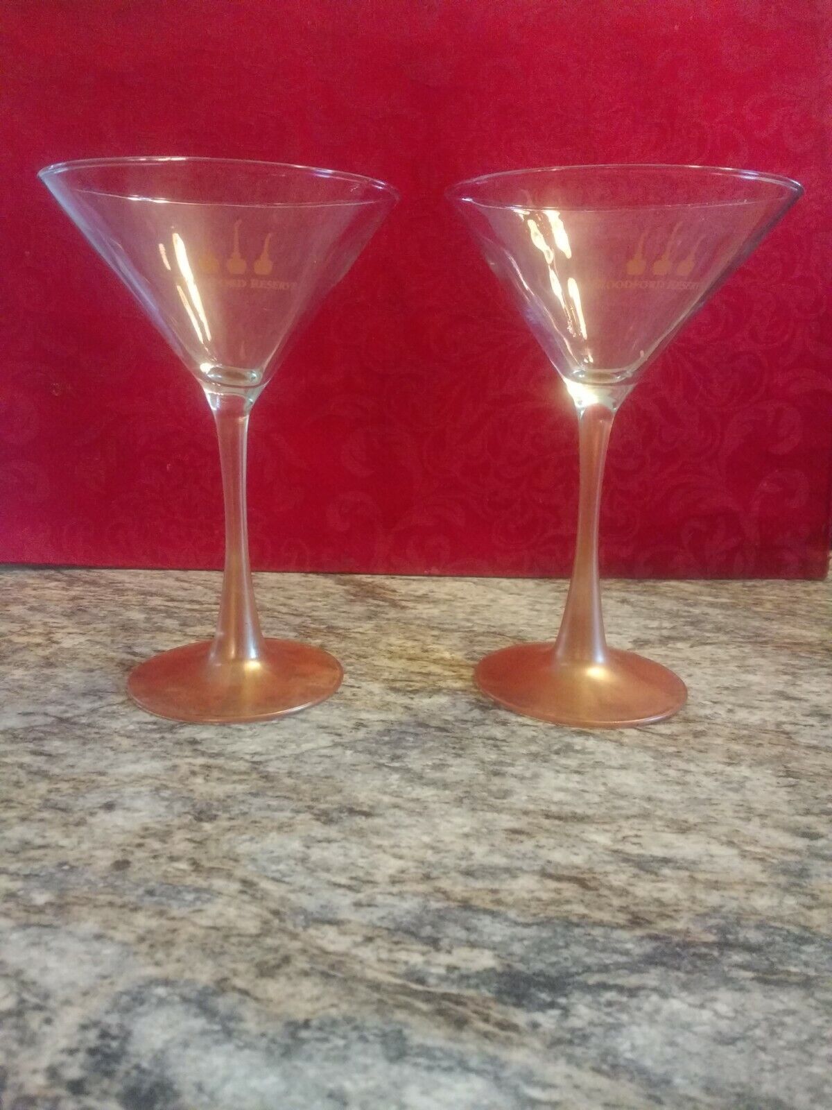 pair of WOODFORD RESERVE TALL-STEMMED COCKTAIL GLASSES