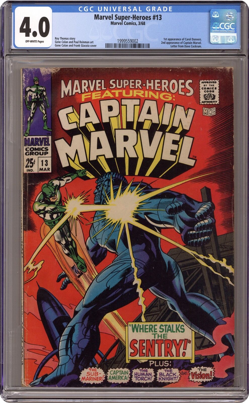 Marvel Super Heroes #13 CGC 4.0 1968 1999559002