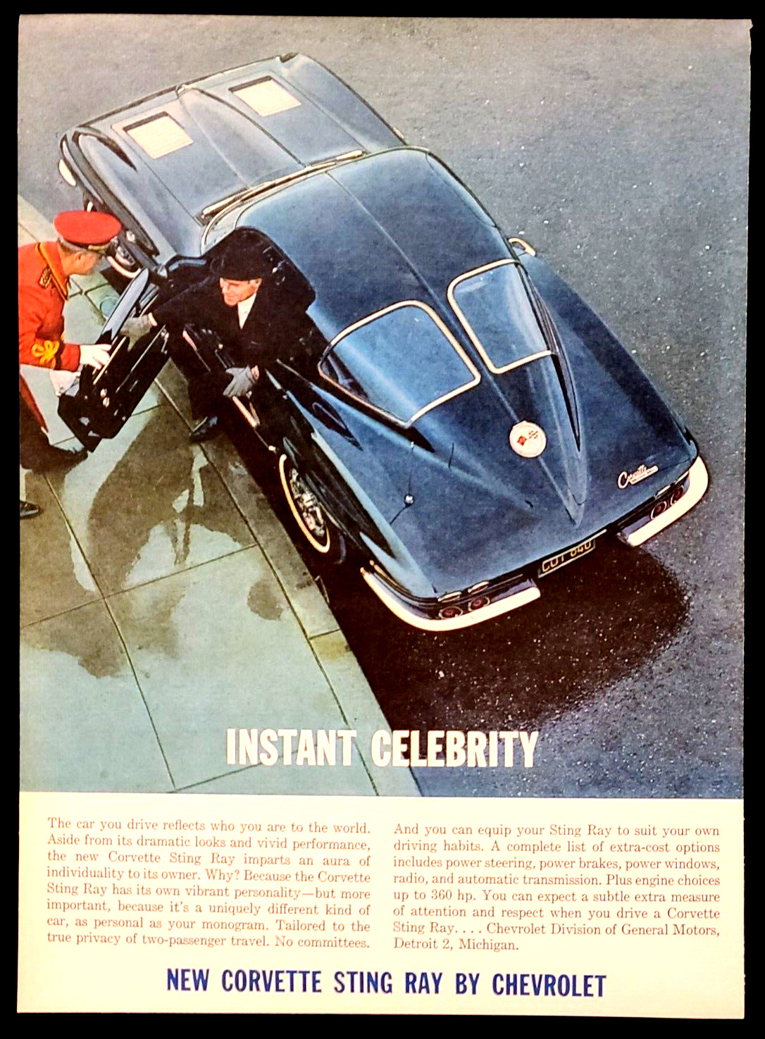 Chevy Corvette Sting Ray Original 1963 Vintage Print Ad