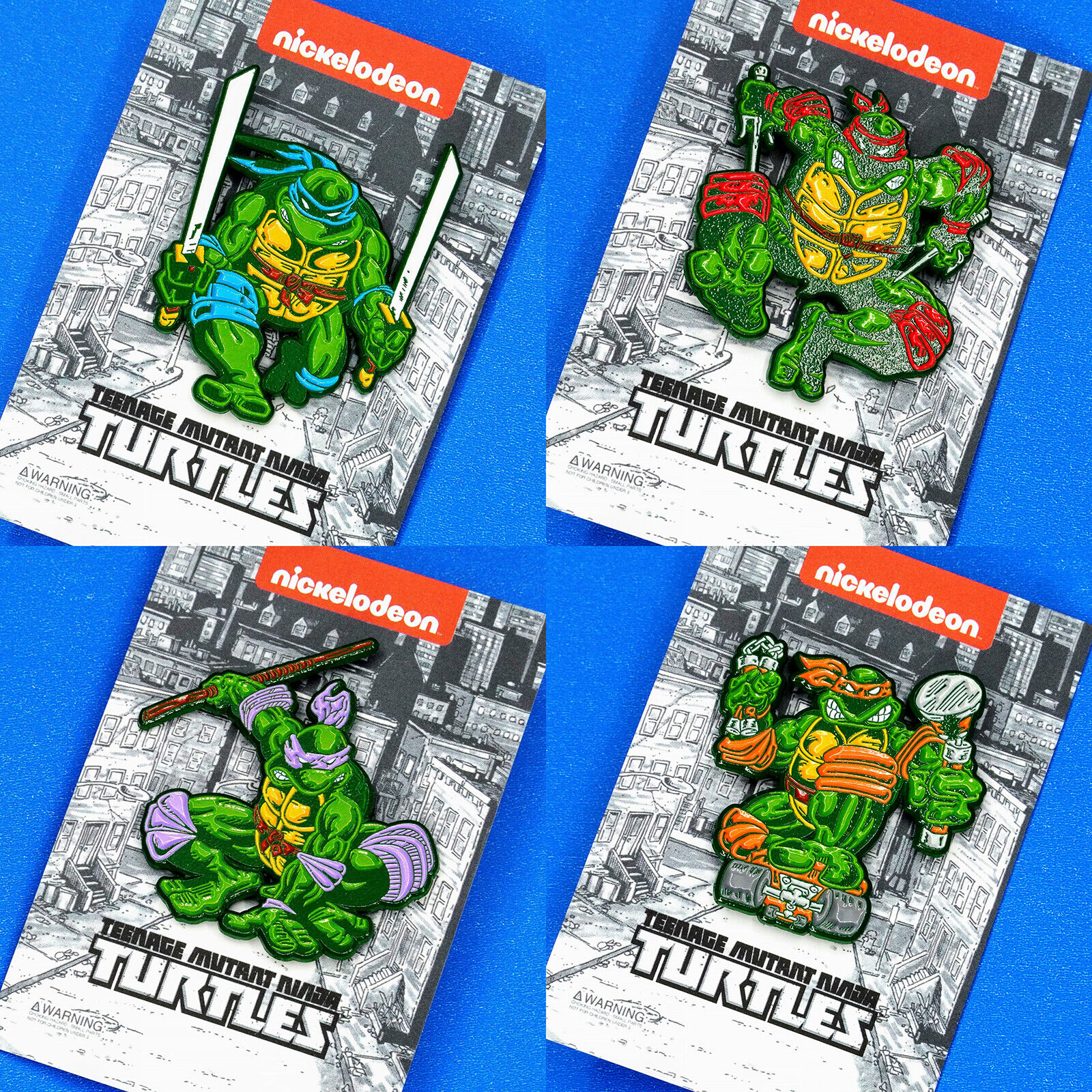 TMNT Teenage Mutant Ninja Turtles Mirage Comics Era Enamel Pin Figure Set x4