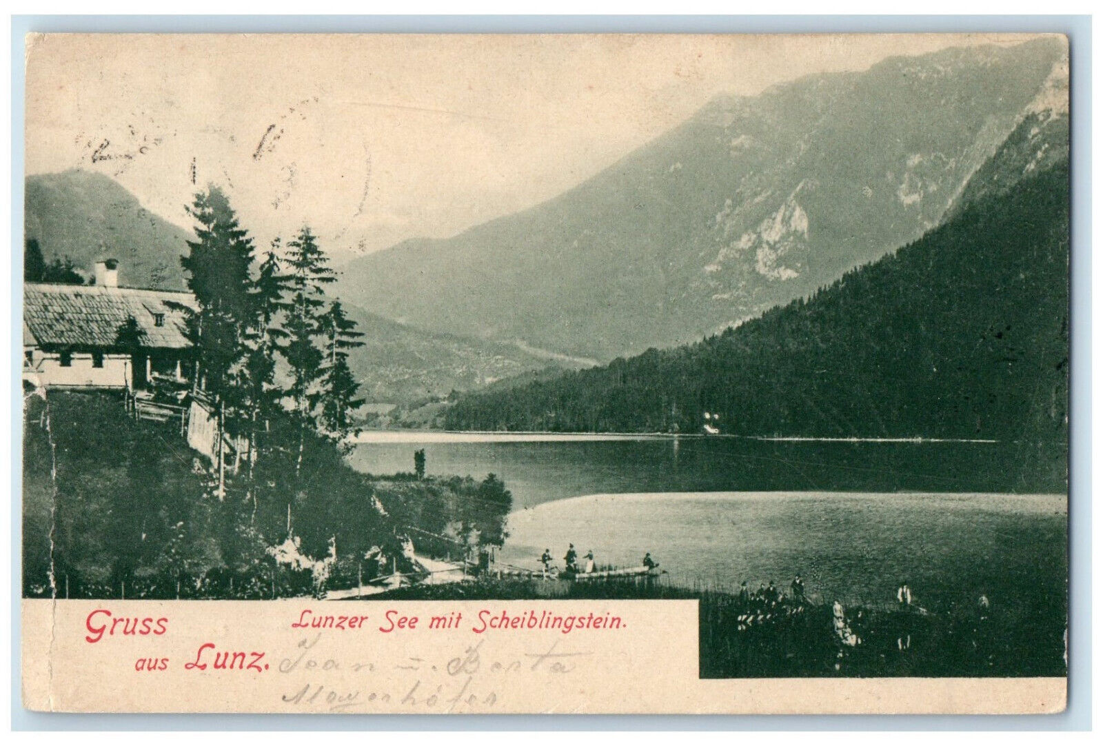 1901 Greetings from Lunz Lower Austria Lunzer See Mit Scheiblingstein Postcard