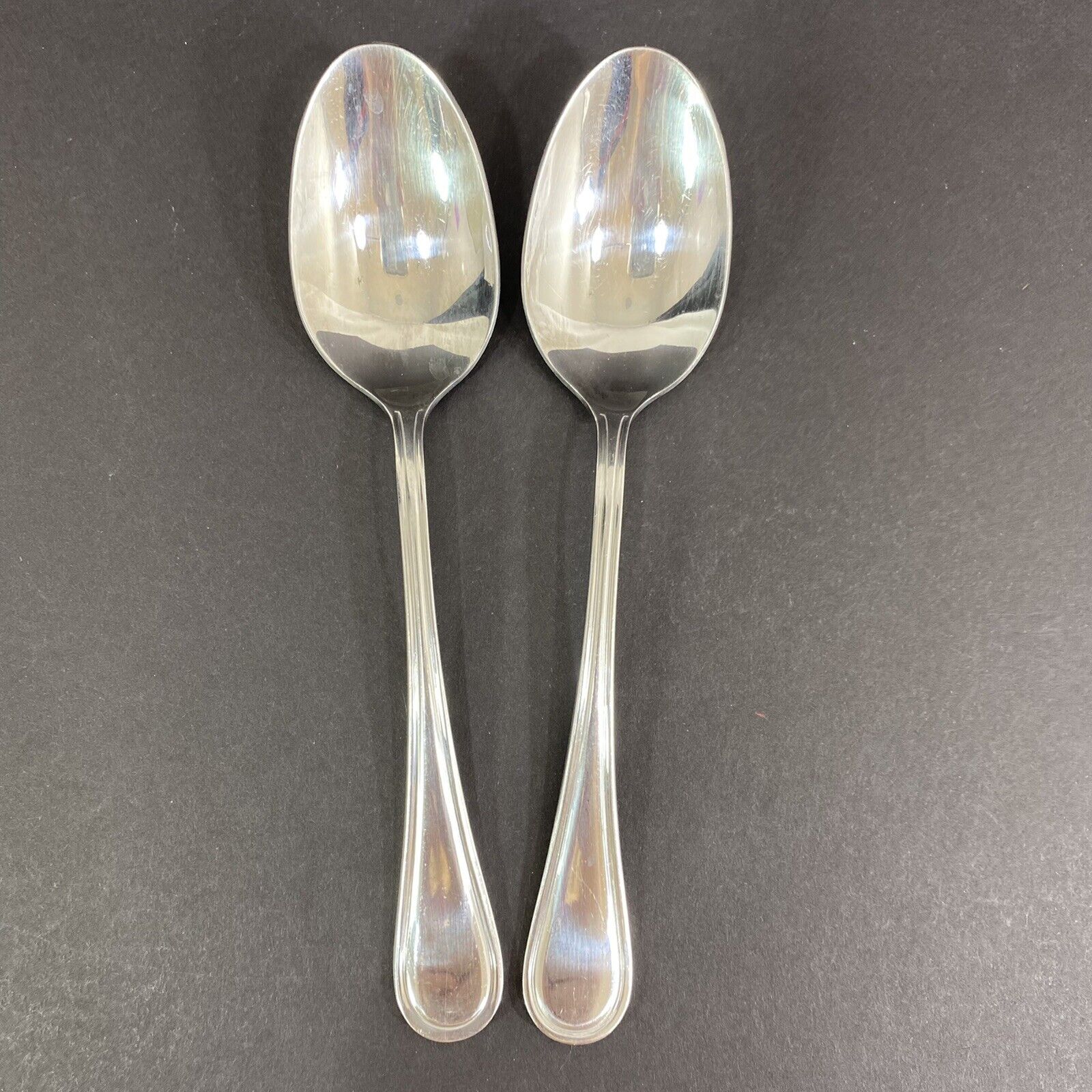 Wallace Hadley 2 Oval Spoons Stainless 18/0 Round Tip  Flatware Discontinued