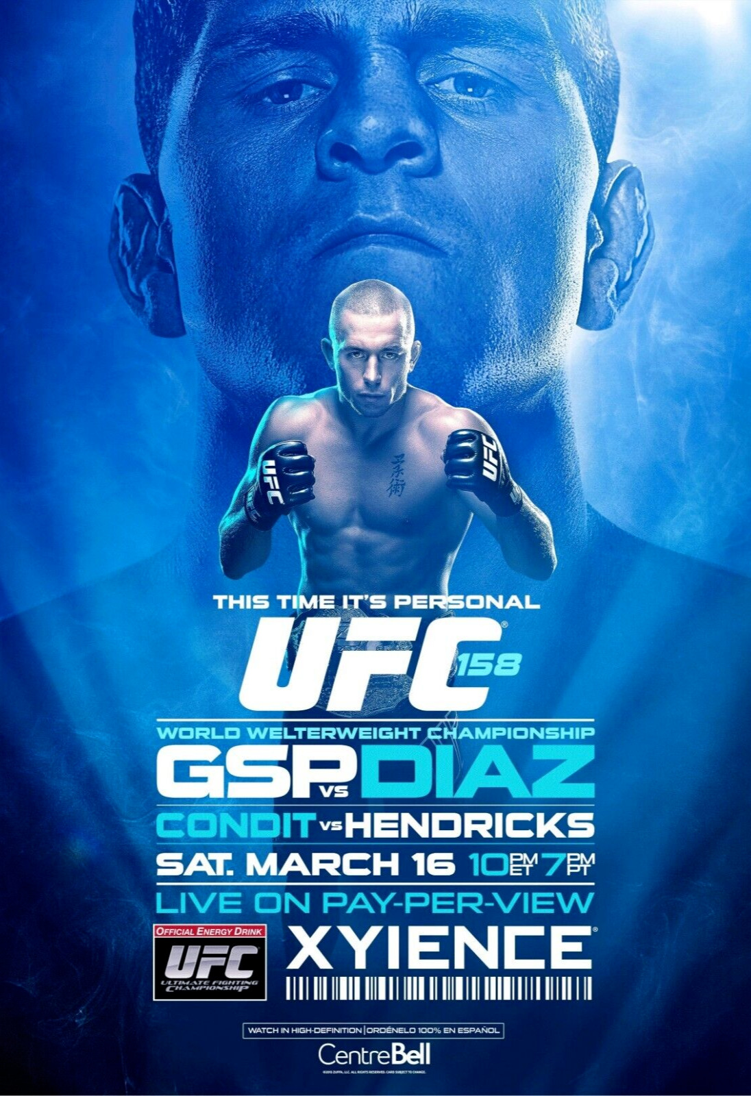 UFC 158 Fight Poster 11x17 Inches - Georges St-Pierre vs Nick Diaz | GSP NEW