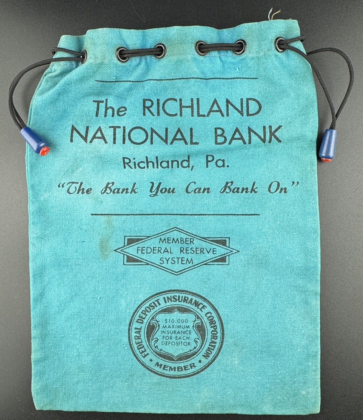 Vintage Bank Bag The Richland National Bank Richland Pennsylvania