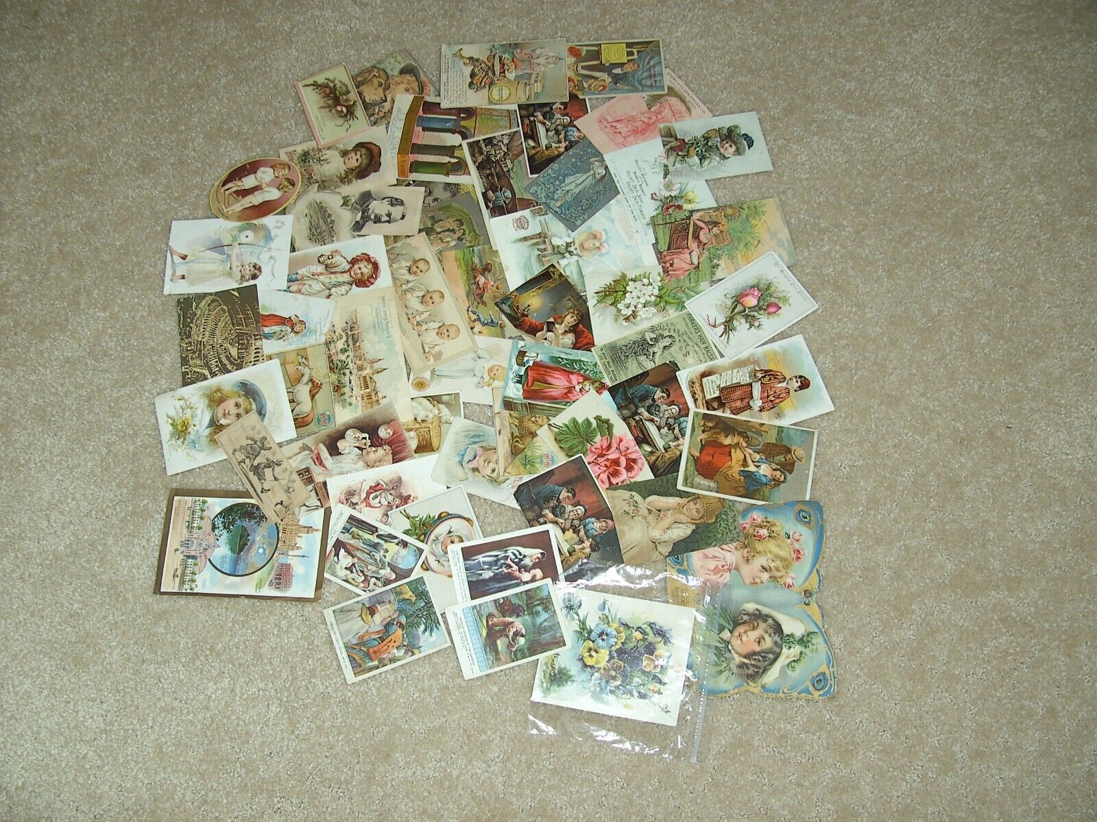Lot of 54 Victorian Trade Cards Advertising 1 Queen Victoria Shadow Card
