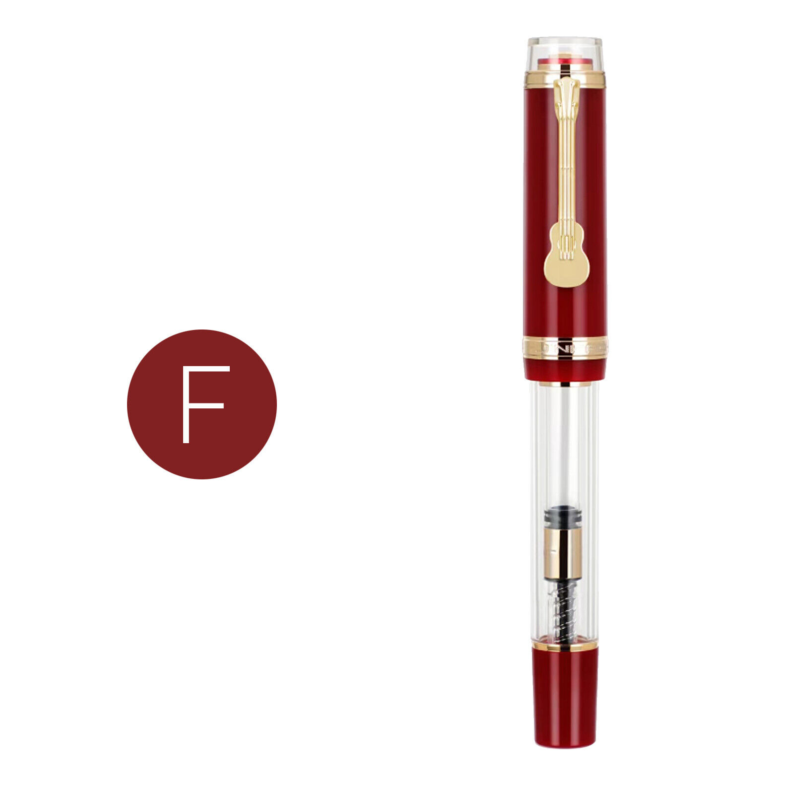 Jinhao 1935 Fountain Pen #8 F/M Nib with Guitar Clip Red Resin Writing Gift PesH