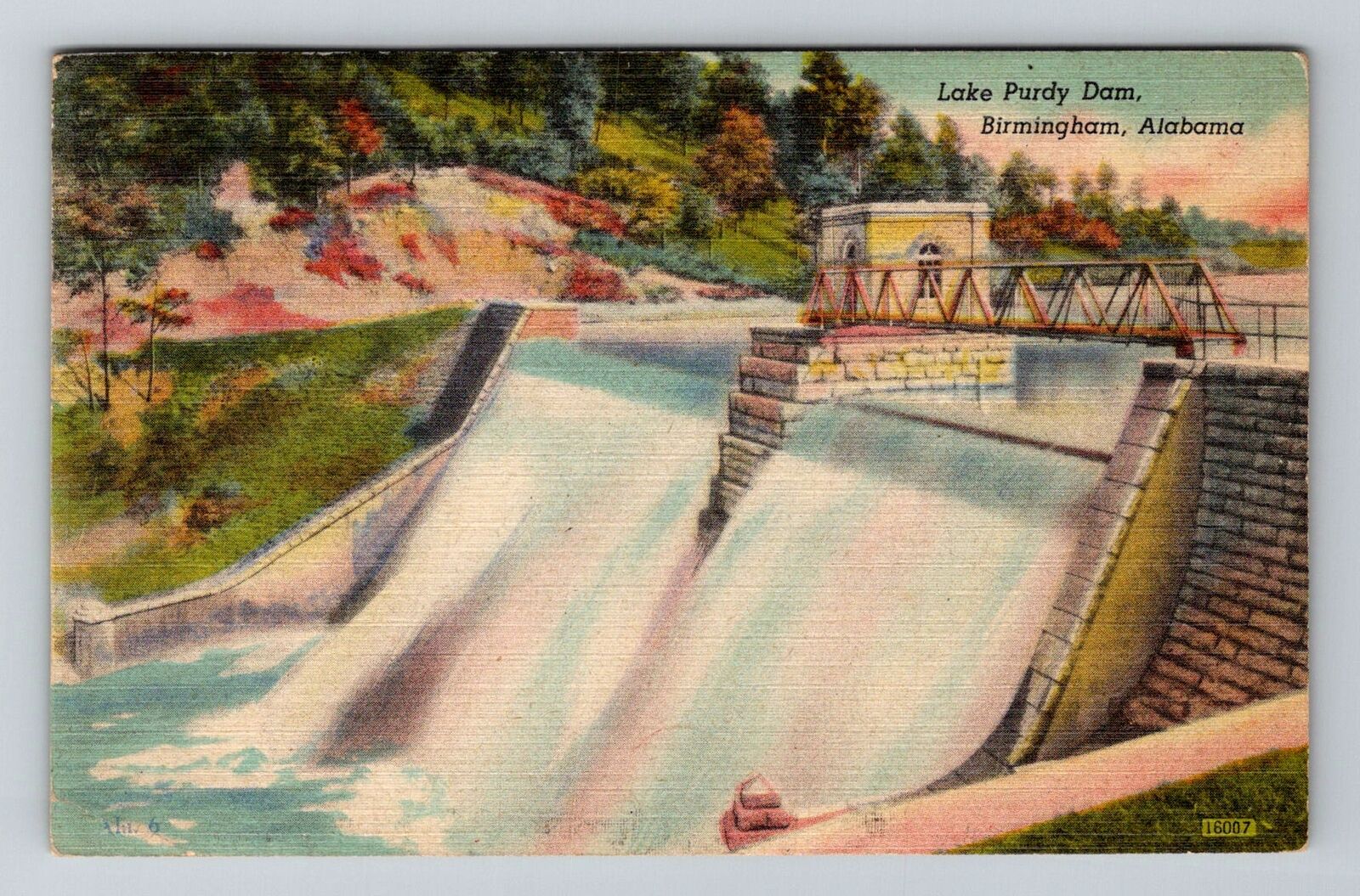 Birmingham AL-Alabama, Lake Purdy Dam, c1949 Vintage Postcard