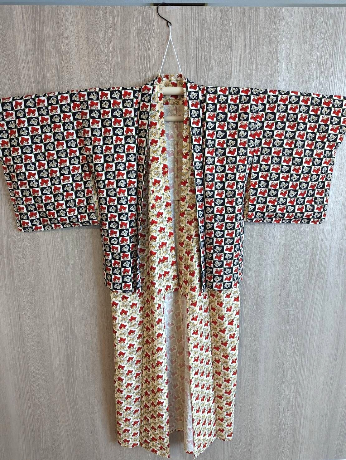 Japanese okinawa Vintage Kimono yukata Height60.23inch  unisex used haori set