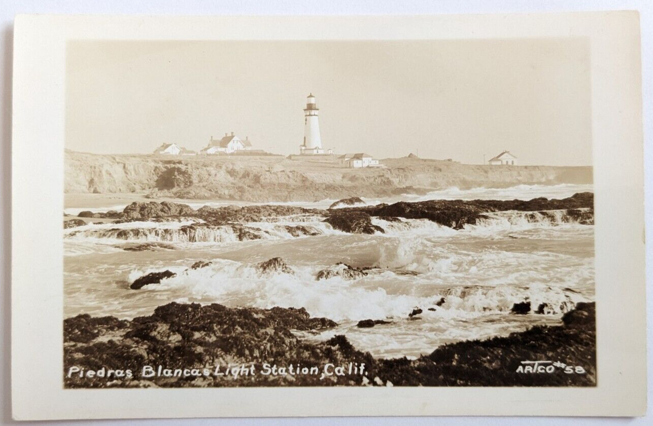 Piedras Blancas Light Station Lighthouse San Simeon California RPPC Postcard B5