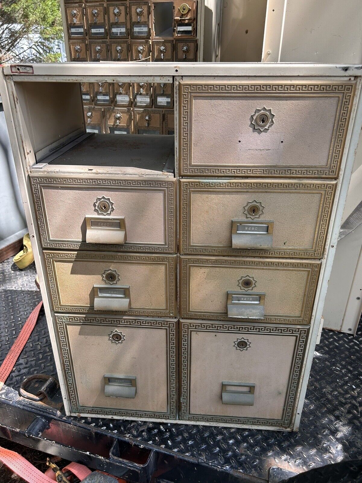 Post Office Box Door Case Cabinet Lot of 7 Doors, Can Ship. Circa 1975