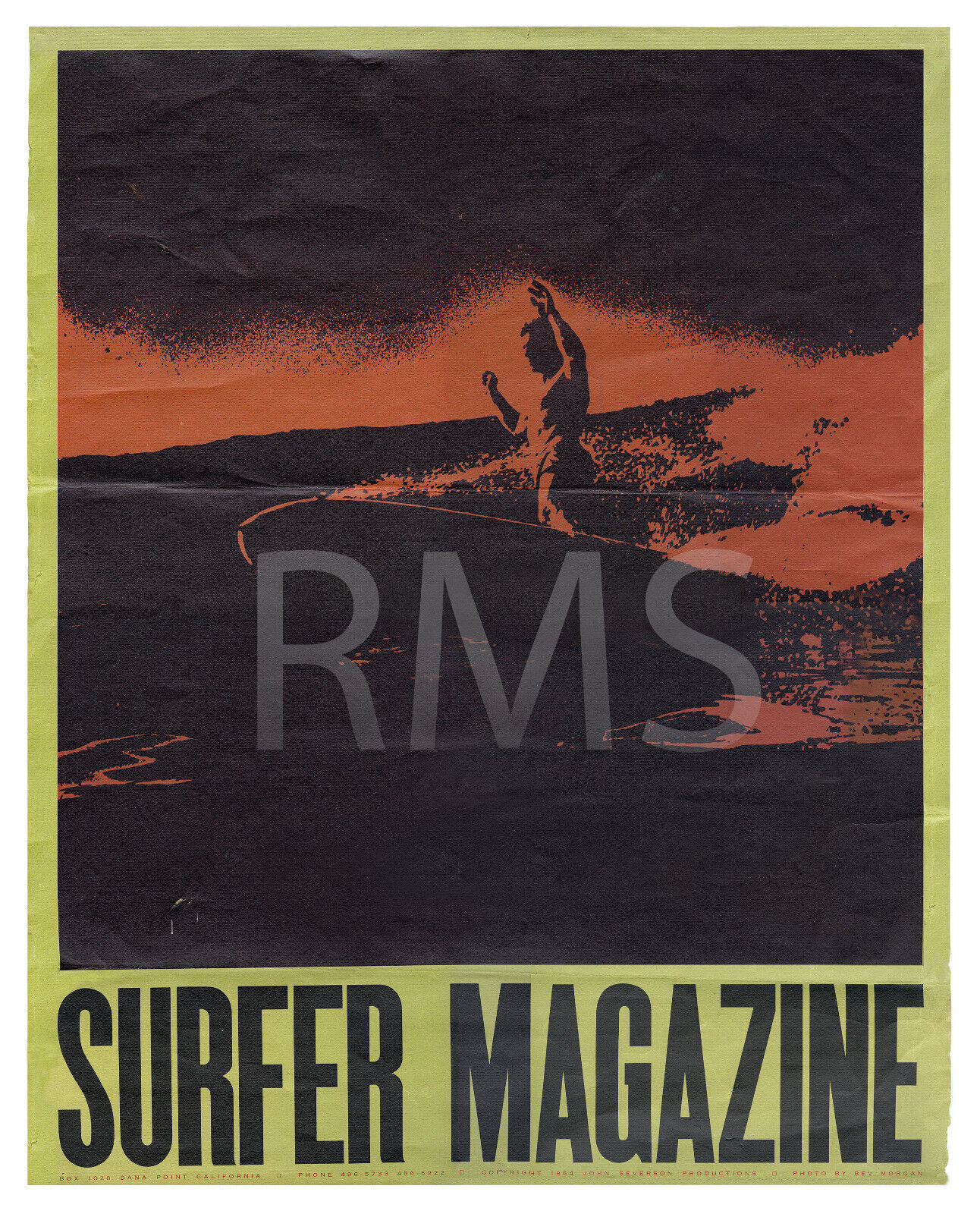 60 y/o Original Phil Edwards Surfer Mag 1964 1st Surfer Magazine Poll Winner